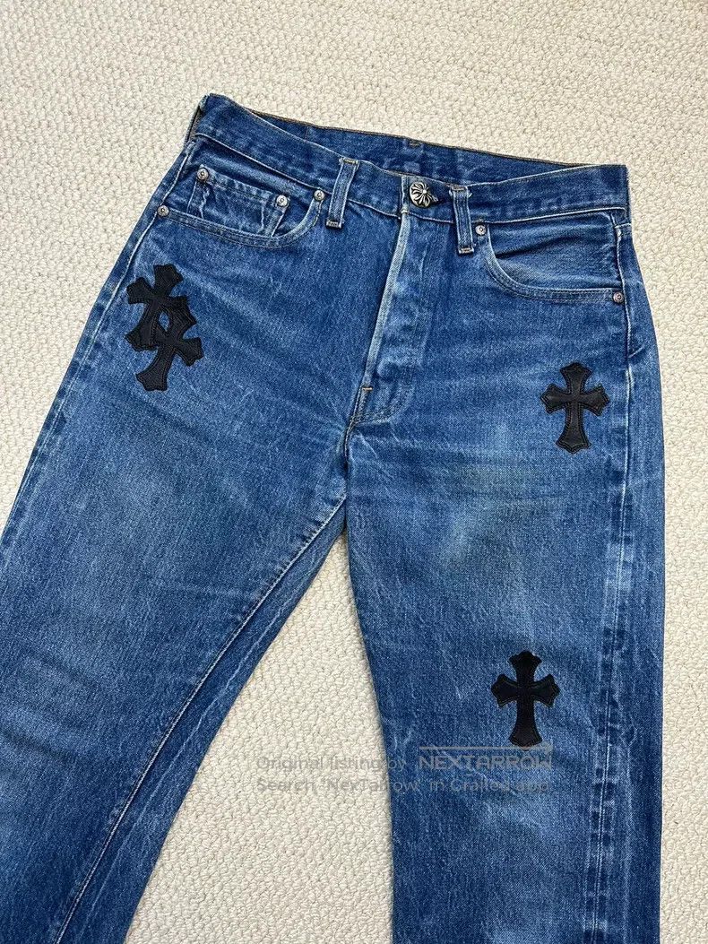 Chrome Hearts CHROME HEARTS 28 Vintage 80s Levis bottom cross leather jea Size 28" / US 6 / IT 42 - 2 Thumbnail