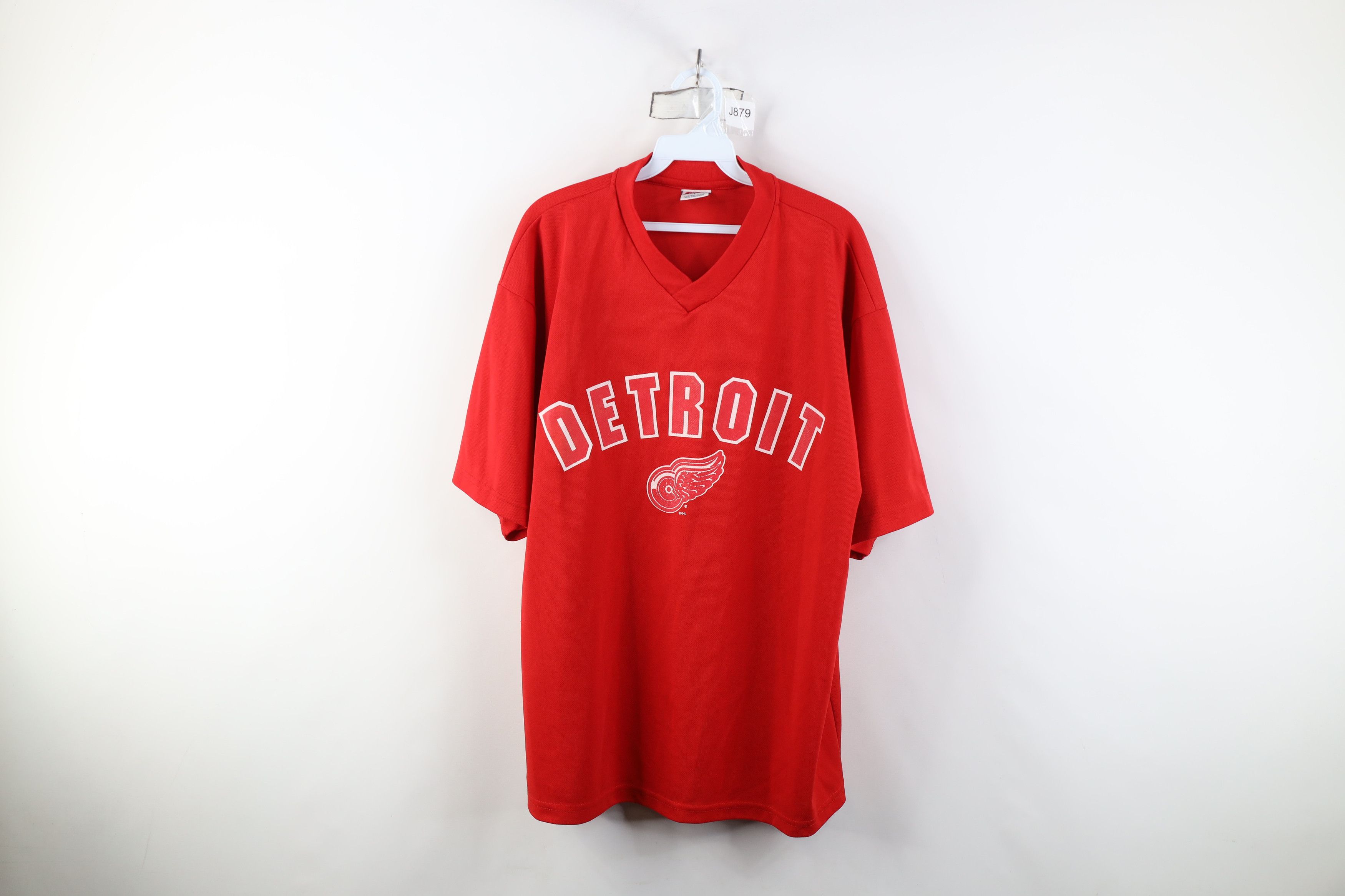 Vintage Vintage 90s Red Wings Hockey Jersey T-Shirt Red Polyester Size US L / EU 52-54 / 3 - 1 Thumbnail