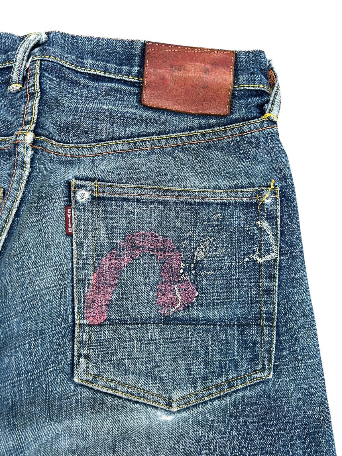 Kapital Thrashed Vintage Evisu Selvedge Denim Jeans Size US 32 / EU 48 - 13 Thumbnail