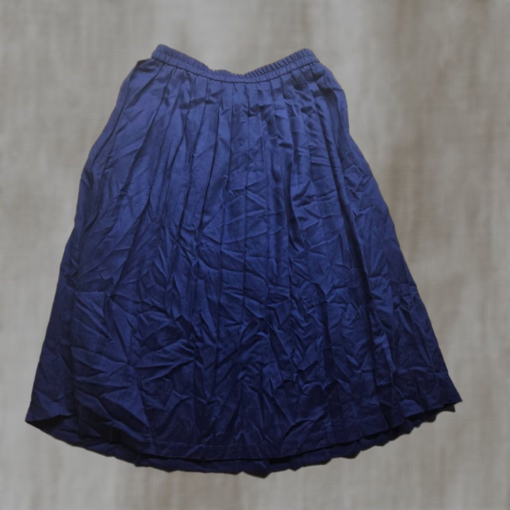 Vintage Vtg Koret Skirt | Wool Lined A-Line Midi Navy Blue Elastic Size 12 Womens Size 34" / US 12 / IT 48 - 1 Thumbnail