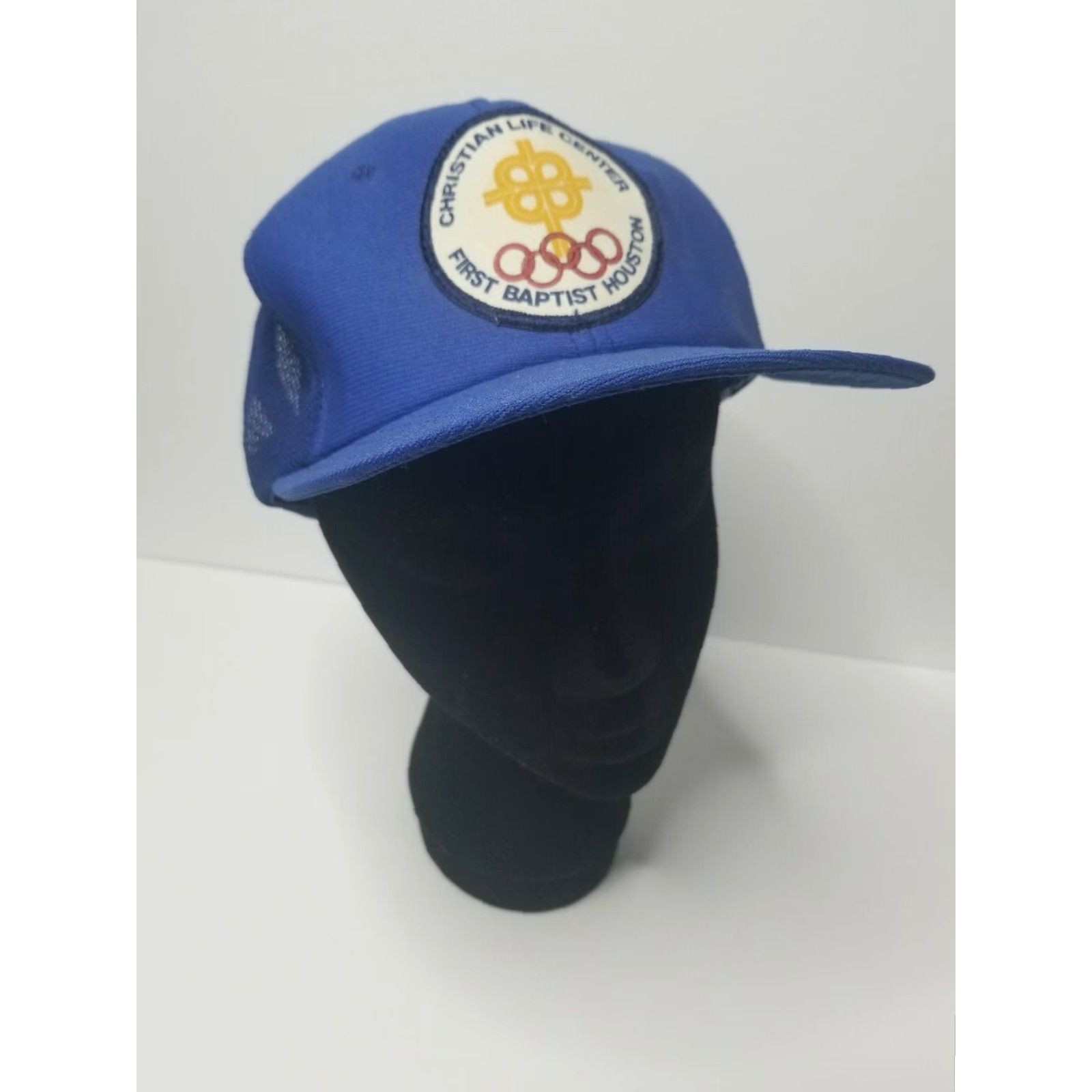 Vintage Vintage DeLong Houston Hat Baseball Trucker Cap Dad Hat Snapback Blue 90s Mens Adjustable Size ONE SIZE - 2 Thumbnail