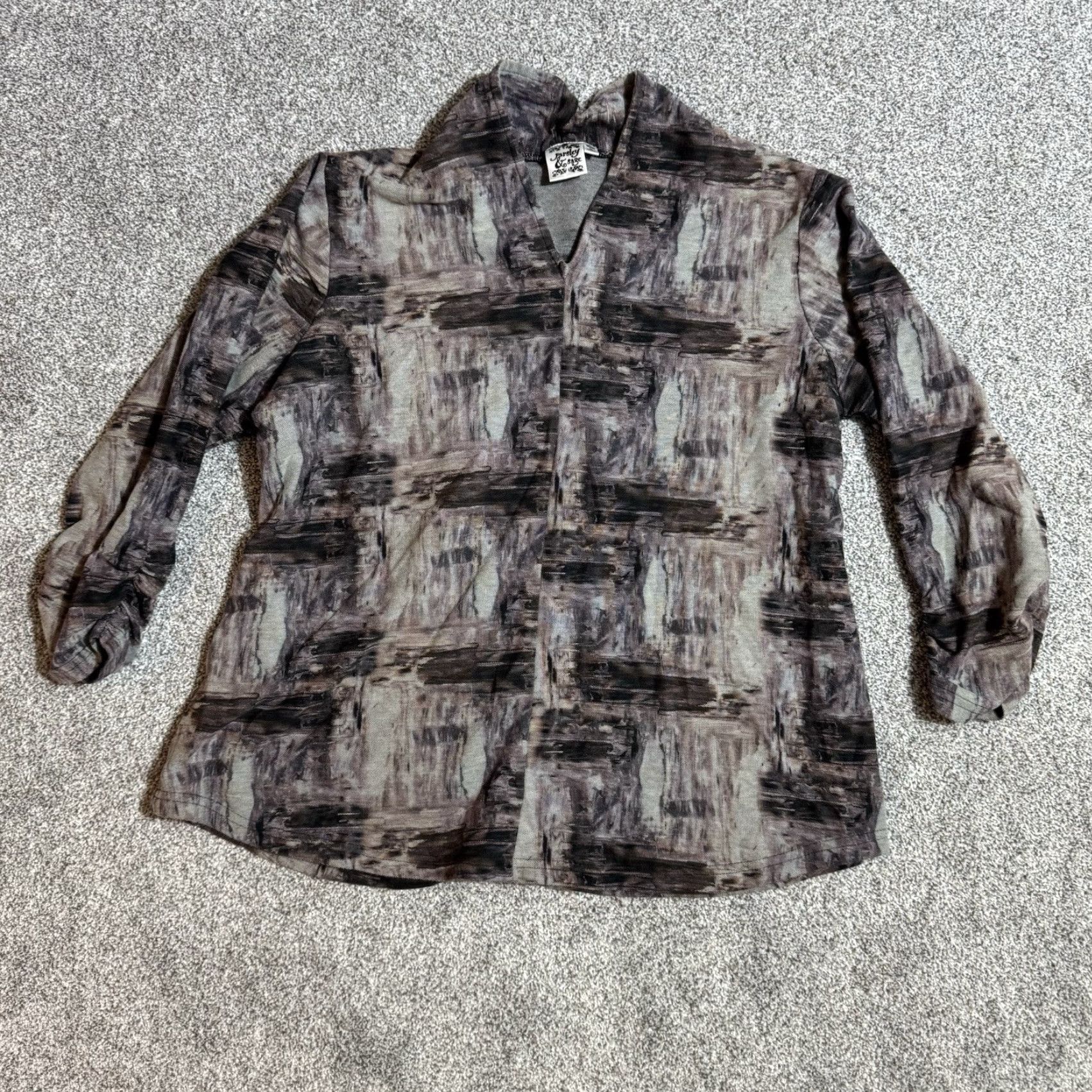 Vintage Parsley & Sage Top Women Sz Large Abstract Artsy Lagenlook Boho Witchy Button Up Shirt Size L / US 10 / IT 46 - 2 Thumbnail