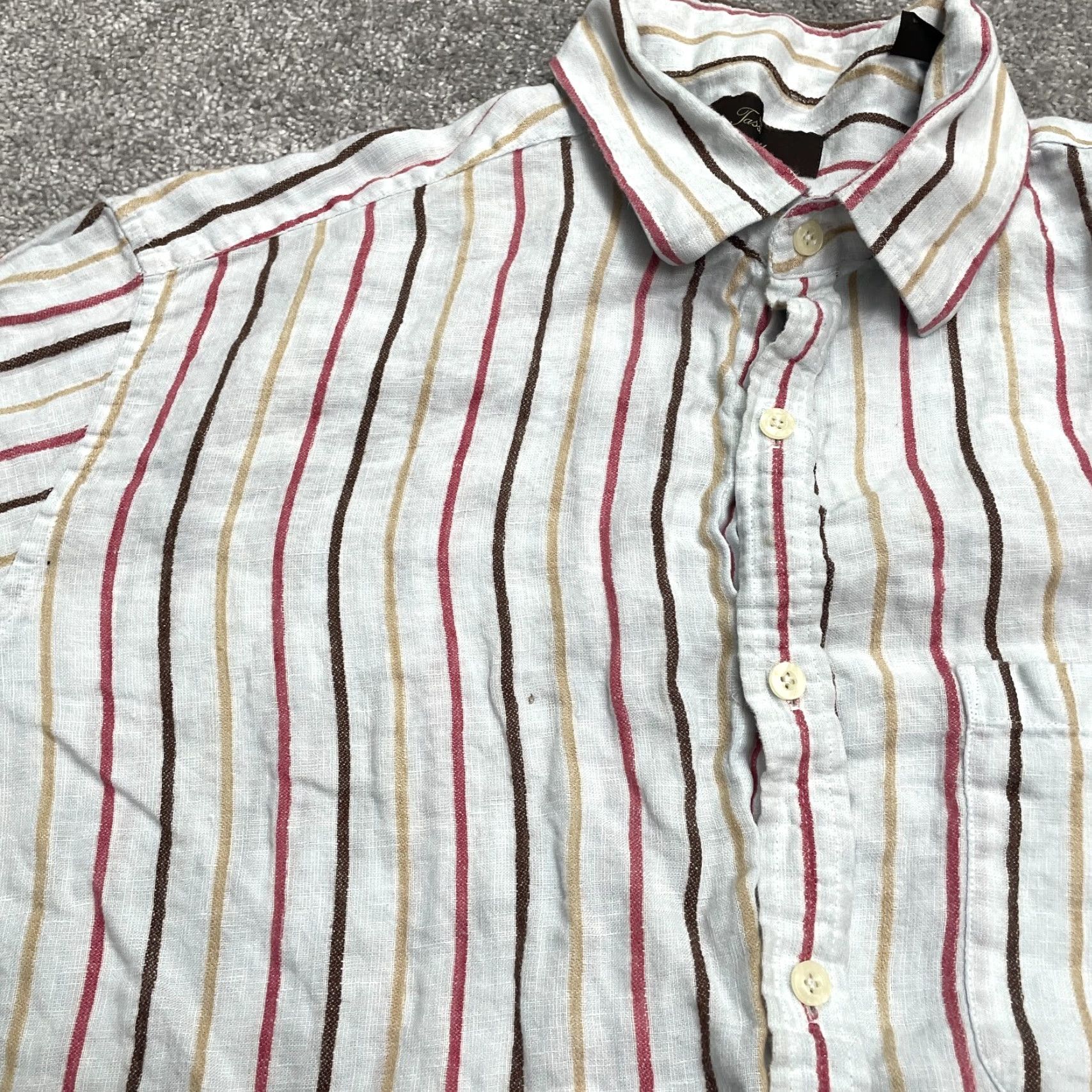 Tasso Elba Tasso Elba Button-Down Shirt Mens L Multicolor Linen Striped Long Sleeve Casual Size US L / EU 52-54 / 3 - 5 Thumbnail