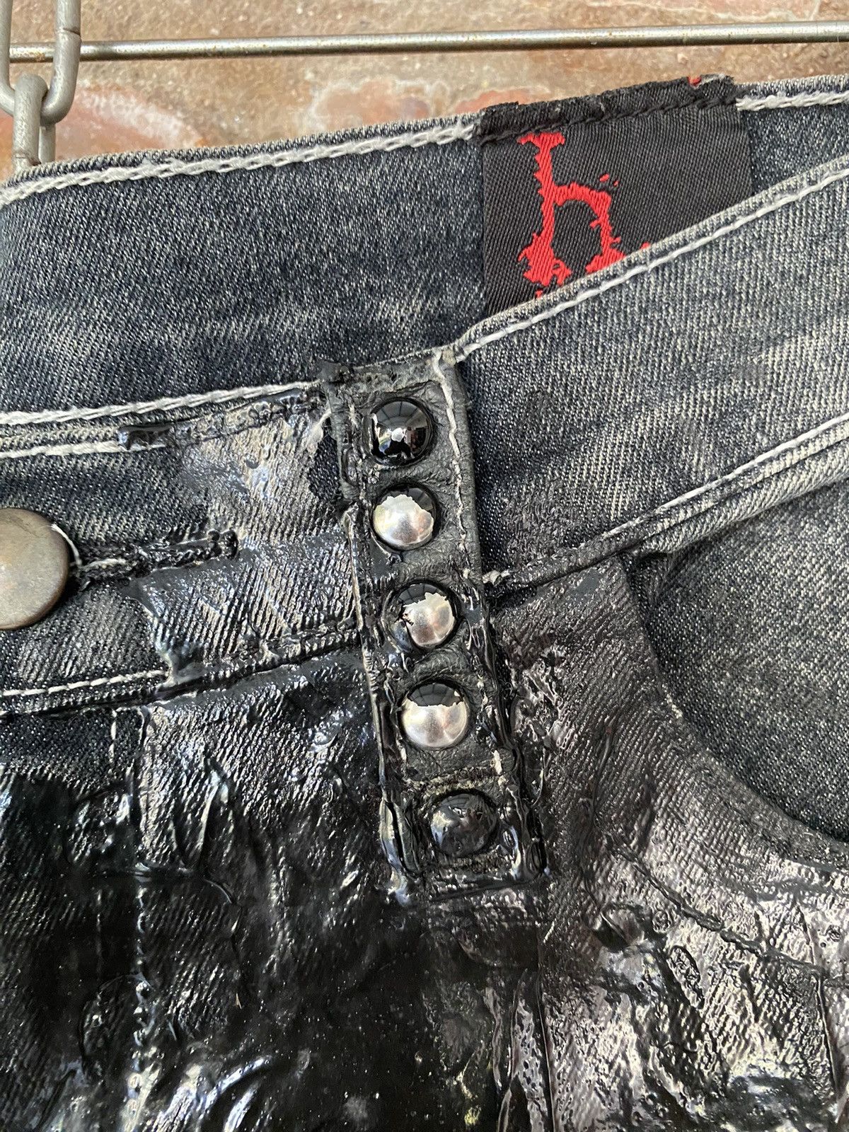 Japanese Brand Vtg H.Anarcy H.Naoto hagi cross paints wax flare pants Size US 31 - 17 Thumbnail