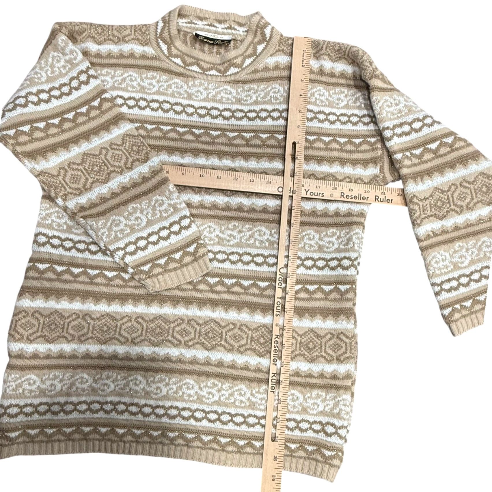 Vintage VINTAGE Dana Scott Fair Isle Sweater Knit Pullover Neutral Tones Beige Long Sleeve Crew Neck Womens M Size M / US 6-8 / IT 42-44 - 4 Thumbnail