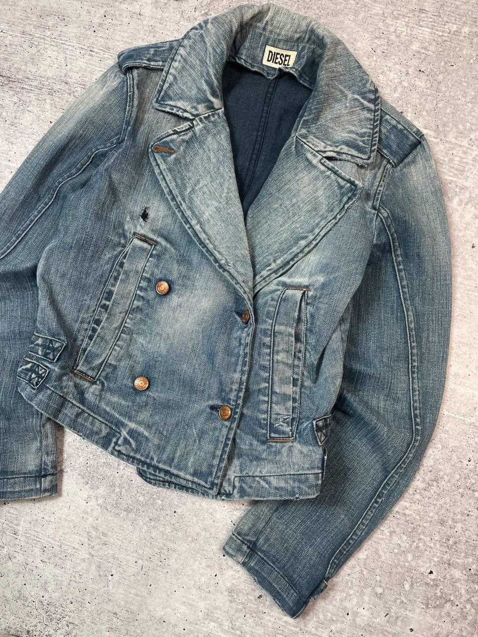 Diesel Vintage 00s Diesel Biker Denim Jacket Y2K Size S / US 4 / IT 40 - 3 Thumbnail