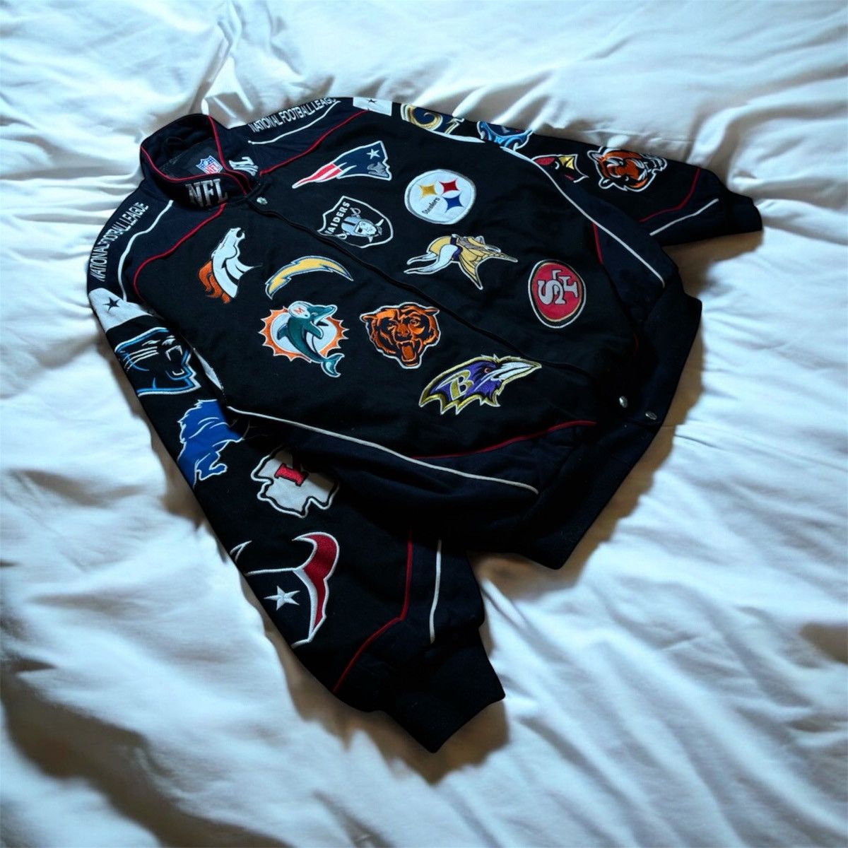 NFL Vintage NFL All Teams Black Bomber Jacket Size US L / EU 52-54 / 3 - 2 Thumbnail