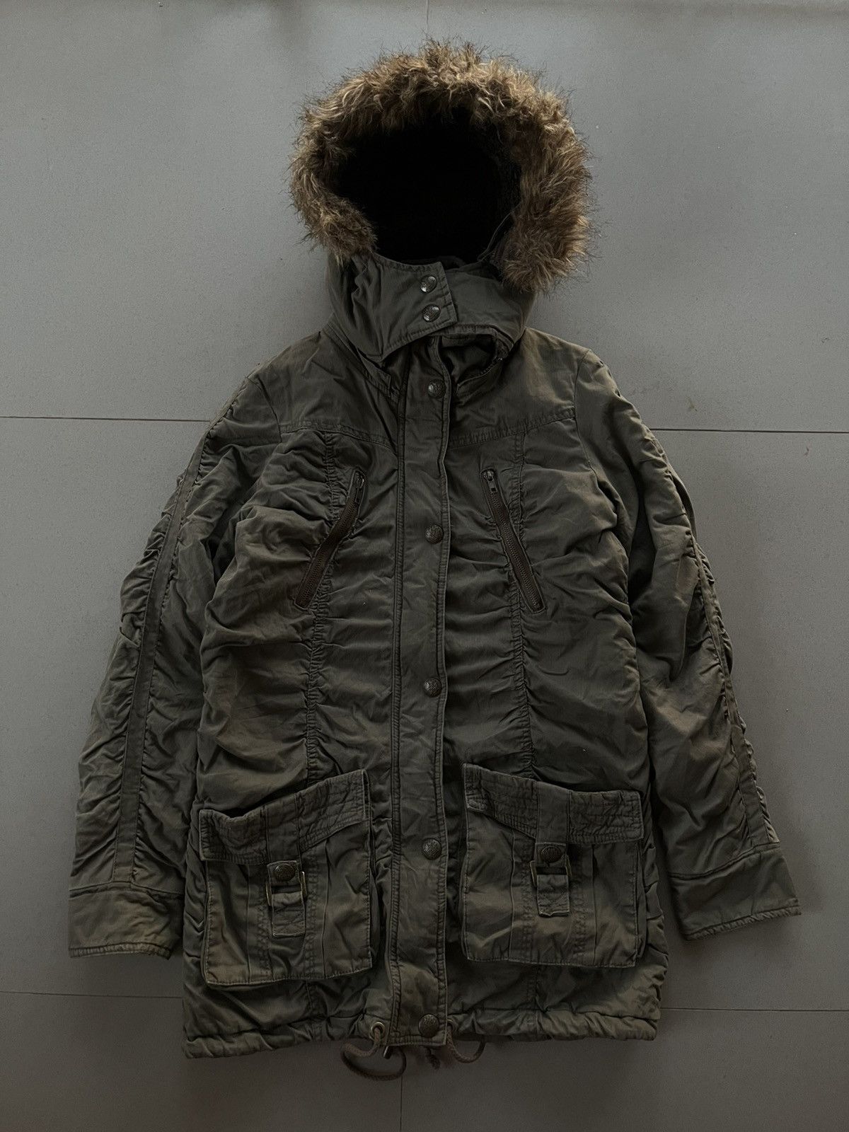 14th Addiction JAPANESE DOUBLEFOCUS FUR JACKET PARKA MULTIZIPER GOTHIC PUNK Size US M / EU 48-50 / 2 - 1 Thumbnail