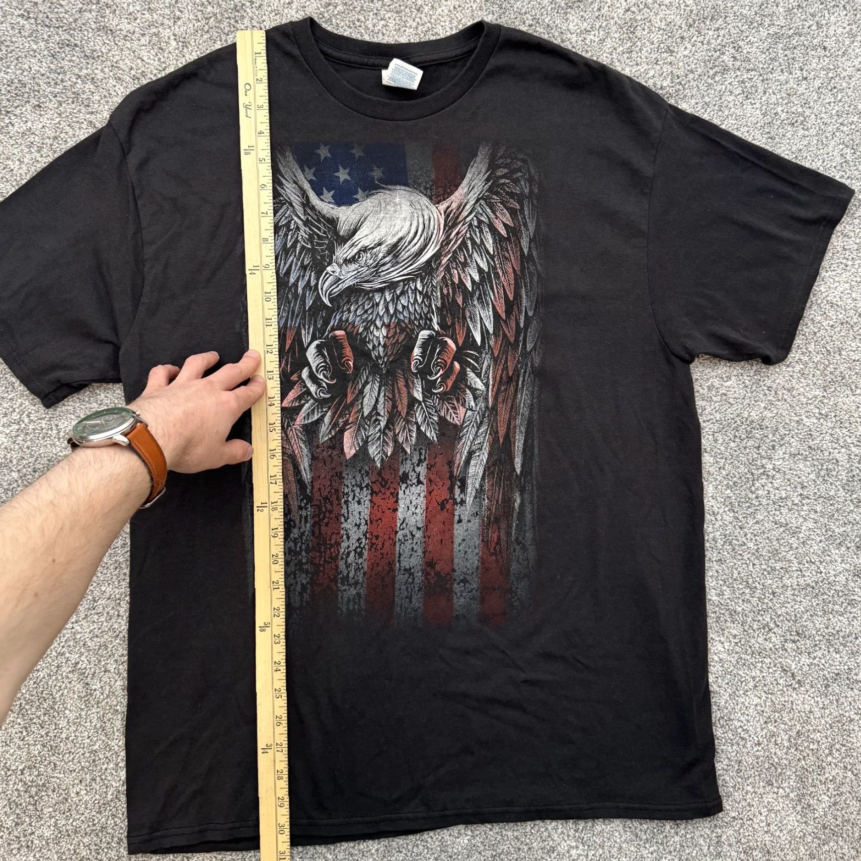 Vintage Delta Pro Weight Shirt Mens XL Bald Eagle American Flag Patriotic Graphic Tee US Size US XL / EU 56 / 4 - 2 Thumbnail