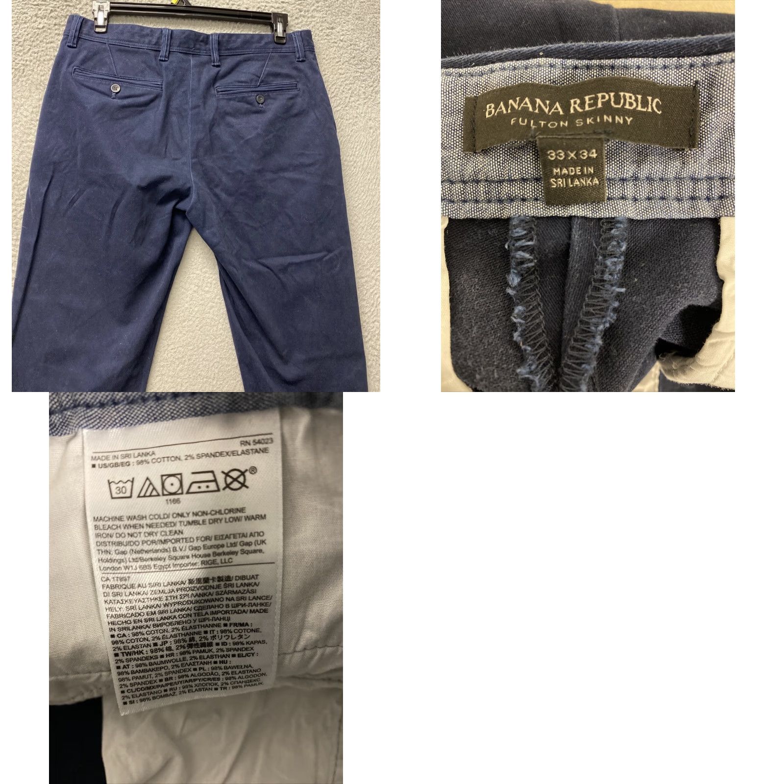 Banana Republic VINTAGE? No. Banana Republic Pants Men Chino Casual 33x34 Navy Blue Regular Straight Leg 34 Inseam Preppy Mens 107-28 Size US 33 - 8 Thumbnail