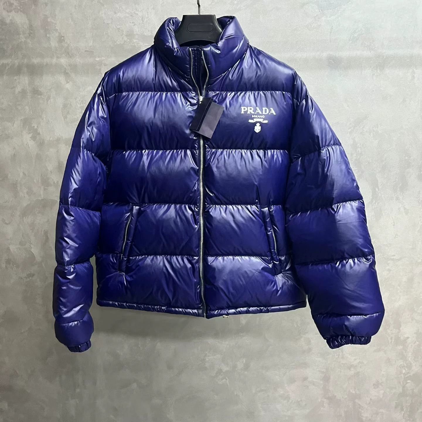 Prada Prada Blue Quilted Stand Collar Jacket Size US M / EU 48-50 / 2 - 1 Thumbnail