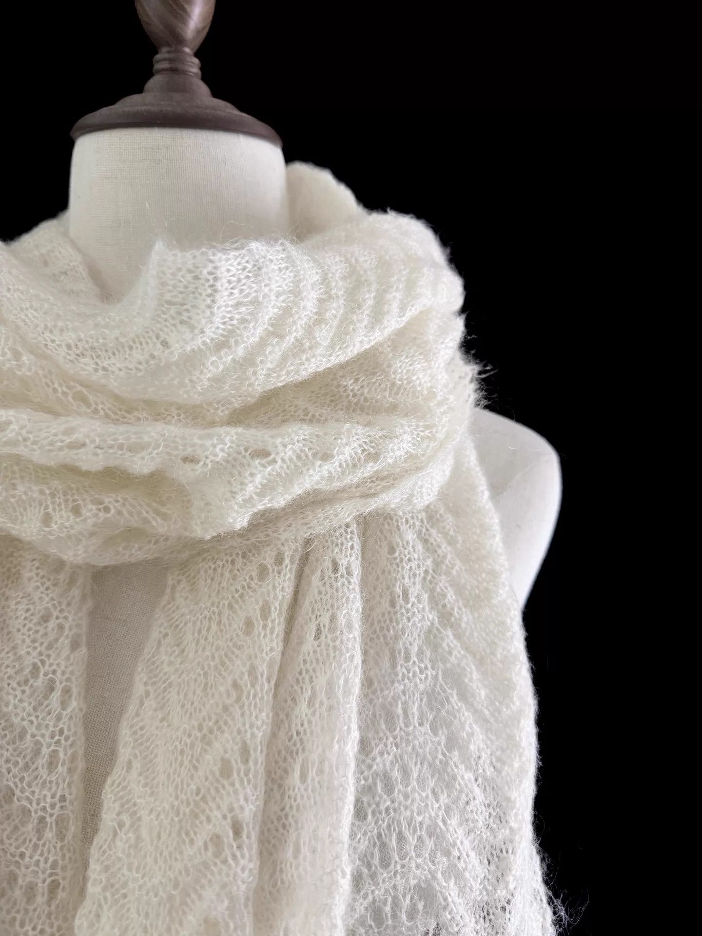 Yohji Yamamoto Yohji Yamamoto 2008 S/S Noir Cream Wool Lace Knit Scarf Size ONE SIZE - 7 Thumbnail