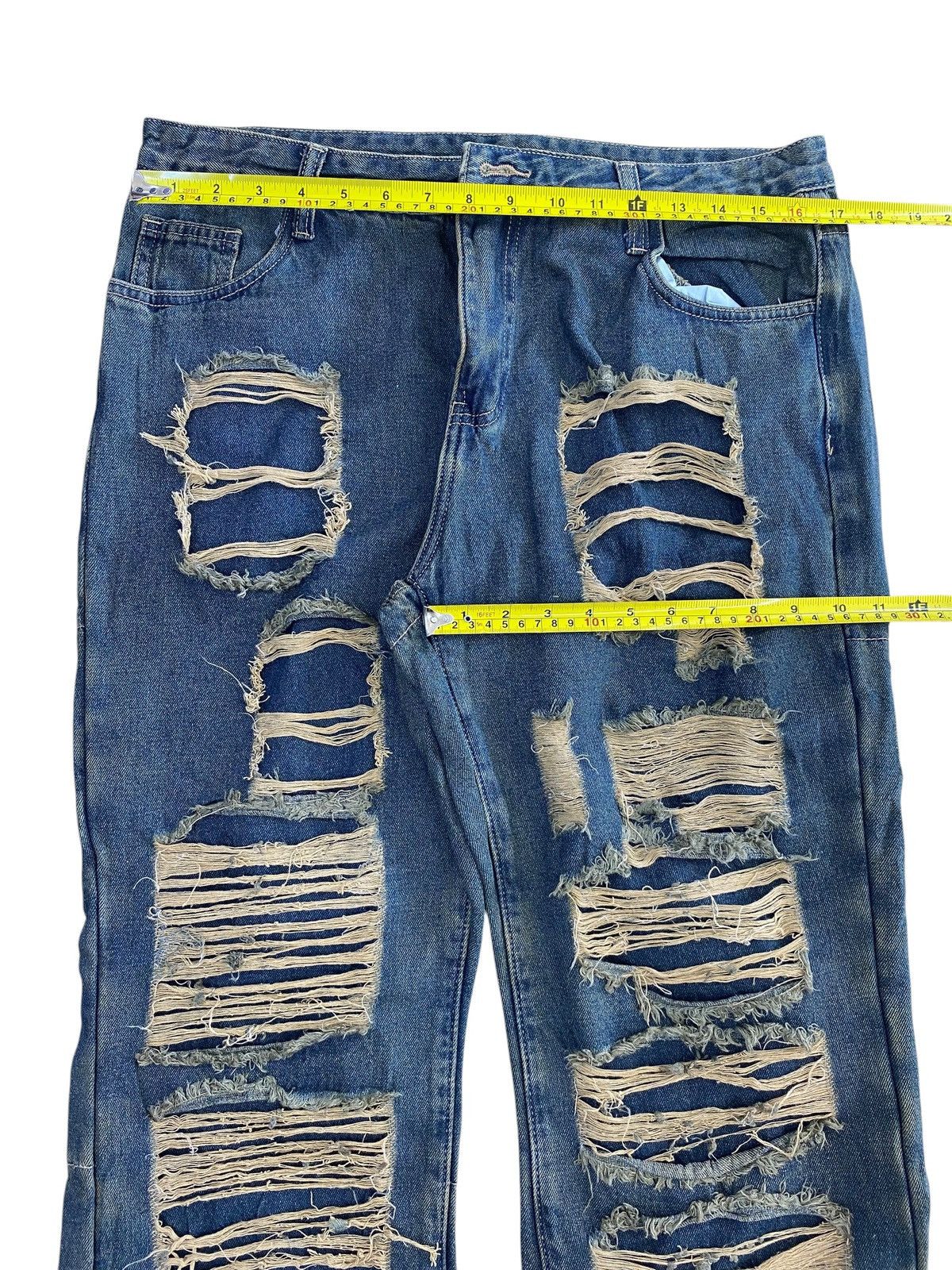Japanese Brand Romwe Brand Heavy Ripped Vintage Wash Style Wide Leg Jeans Size US 34 / EU 50 - 5 Thumbnail