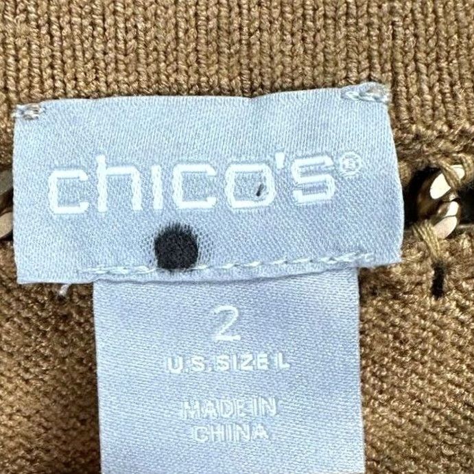 Vintage Chicos Sweater Womens 2 US Large Tan Camel Heather Chain Crew Neck Pullover NEW Size L / US 10 / IT 46 - 5 Thumbnail