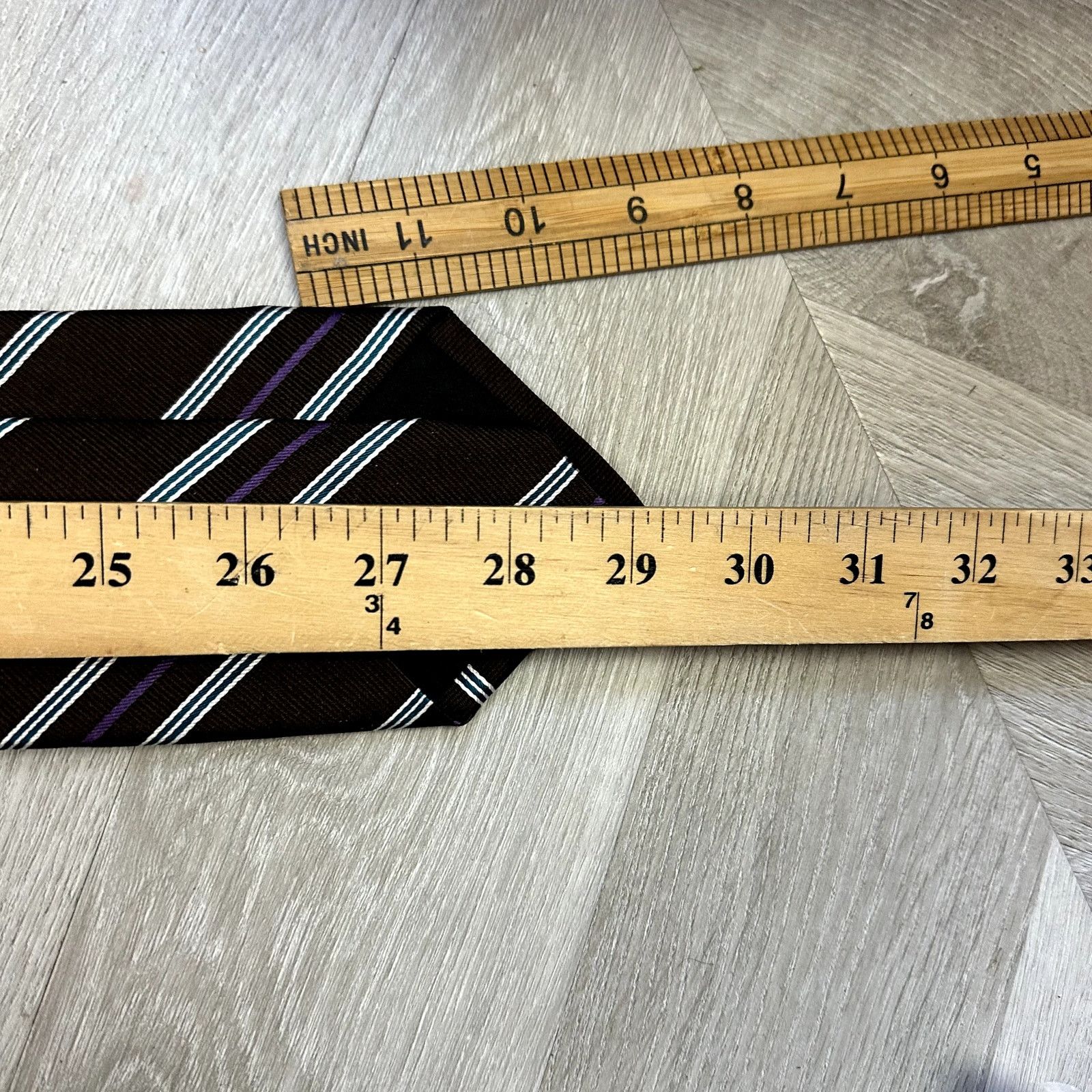 Hickey Freeman Hickey Freeman Brown Diagonal Stripe Silk Tie Blue White Size ONE SIZE - 4 Thumbnail