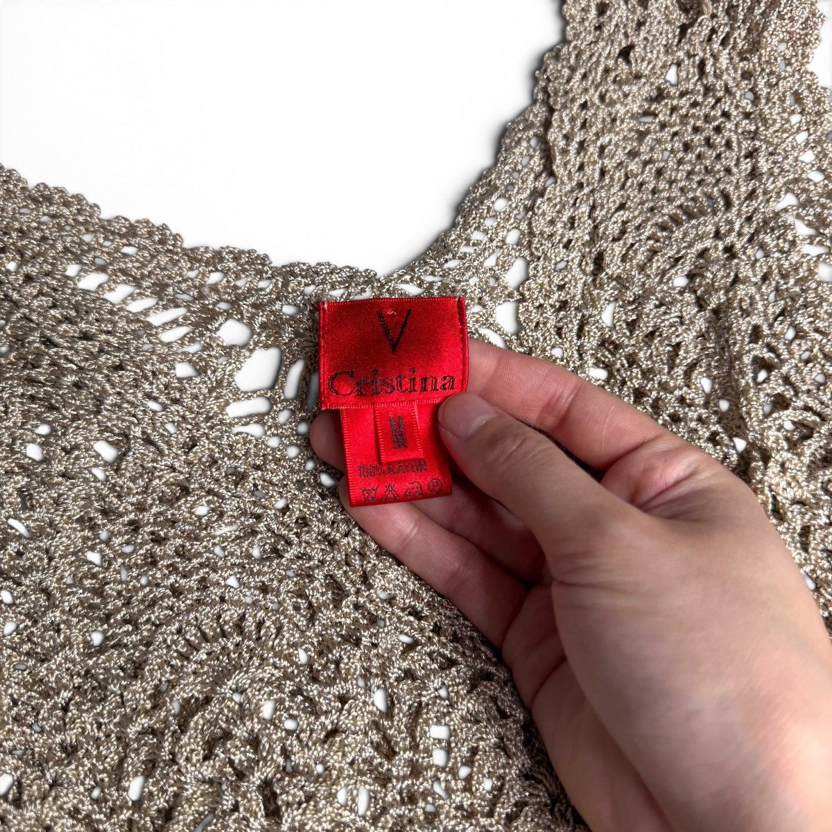 Other V Cristina Shimmery Gold Patterned Crochet Tank Top Dress Size M / US 6-8 / IT 42-44 - 7 Thumbnail