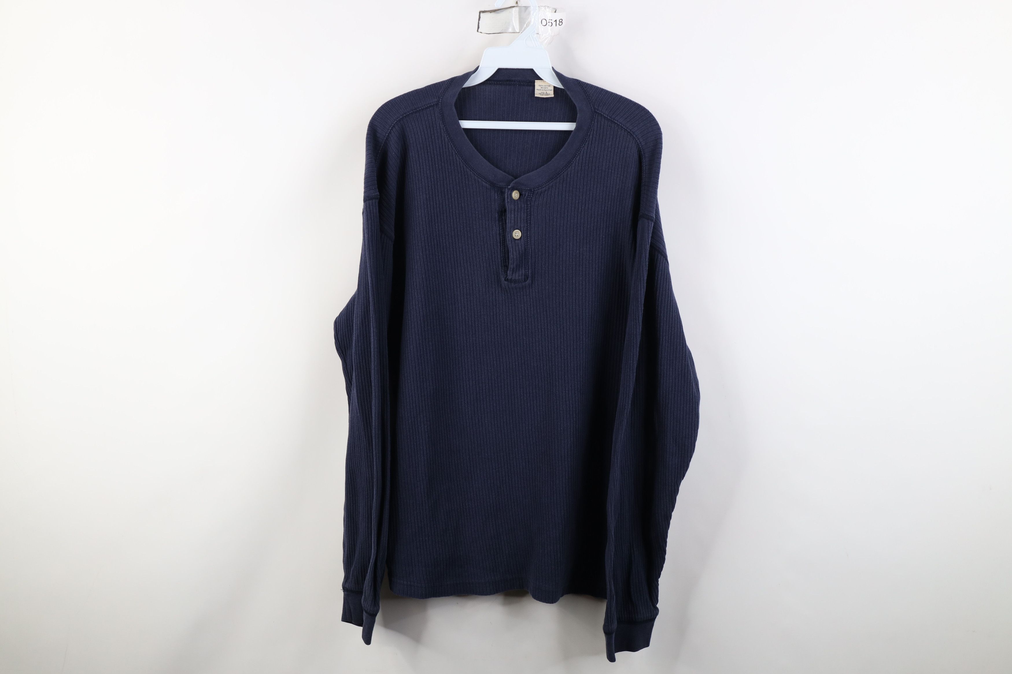Vintage Vintage 90s Streetwear Ribbed Long Sleeve Henley T-Shirt Size US L / EU 52-54 / 3 - 1 Thumbnail