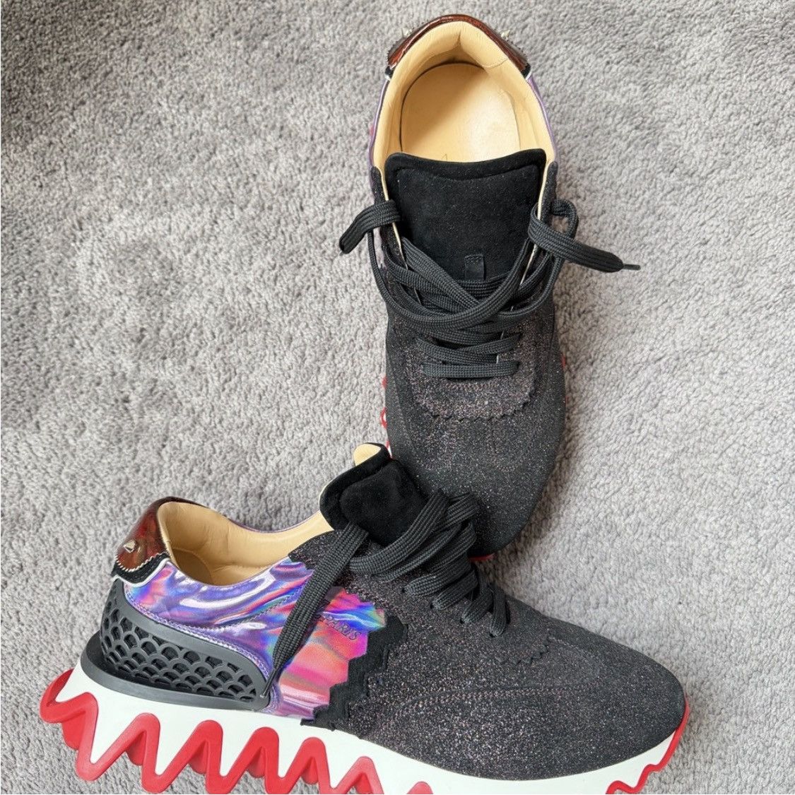 Christian Louboutin Christian Louboutin Purple and Black glitter Loubisharks Size US 11 / EU 44 - 2 Thumbnail