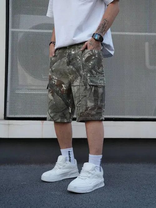Japanese Brand American high street wide leg camouflage men's cargo jeans Size US 34 / EU 50 - 4 Thumbnail