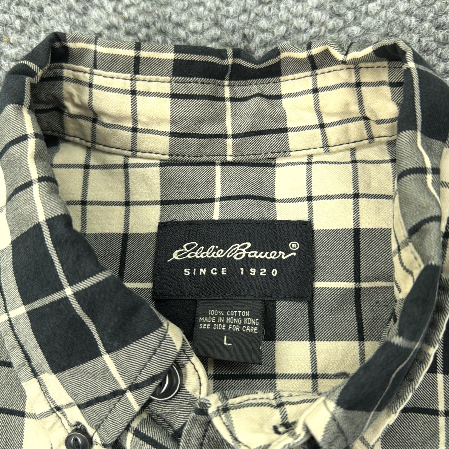 Eddie Bauer VINTAGE Eddie Bauer Shirt Mens L Black Plaid Button-Down Flannel 90s Cotton Button-Up Collared Exterior Pockets Mens Size US L / EU 52-54 / 3 - 4 Thumbnail
