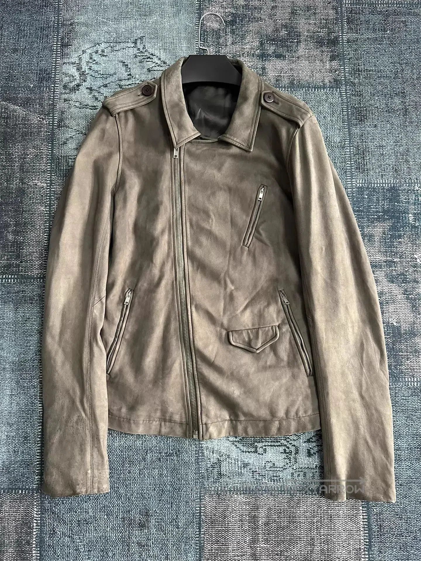 Rick Owens Gray Leather Jacket with Zip Pockets - Size L. Size US L / EU 52-54 / 3 - 1 Thumbnail
