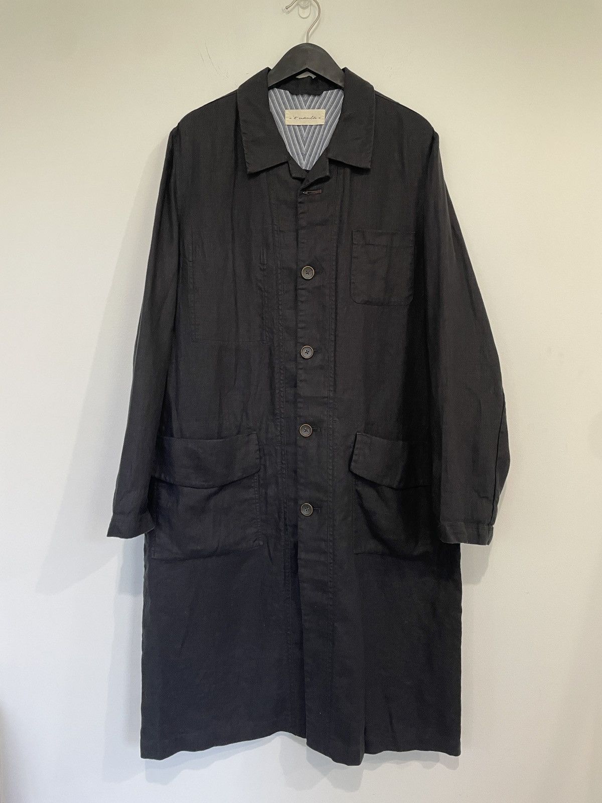 image of Archivio J M Ribot x Elena Dawson T’Ensemble Linen Mac Coat in Black, Men's (Size Medium)