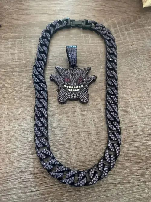 Japanese Brand Shiny Purple Ice Cuban Chain Necklace (Length 19.69in) Size ONE SIZE - 2 Thumbnail