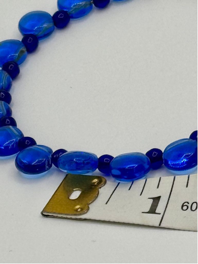 Other Blue Cat-Eye Glass Bead Bracelet w/ Sterling Clasp Size ONE SIZE - 5 Thumbnail