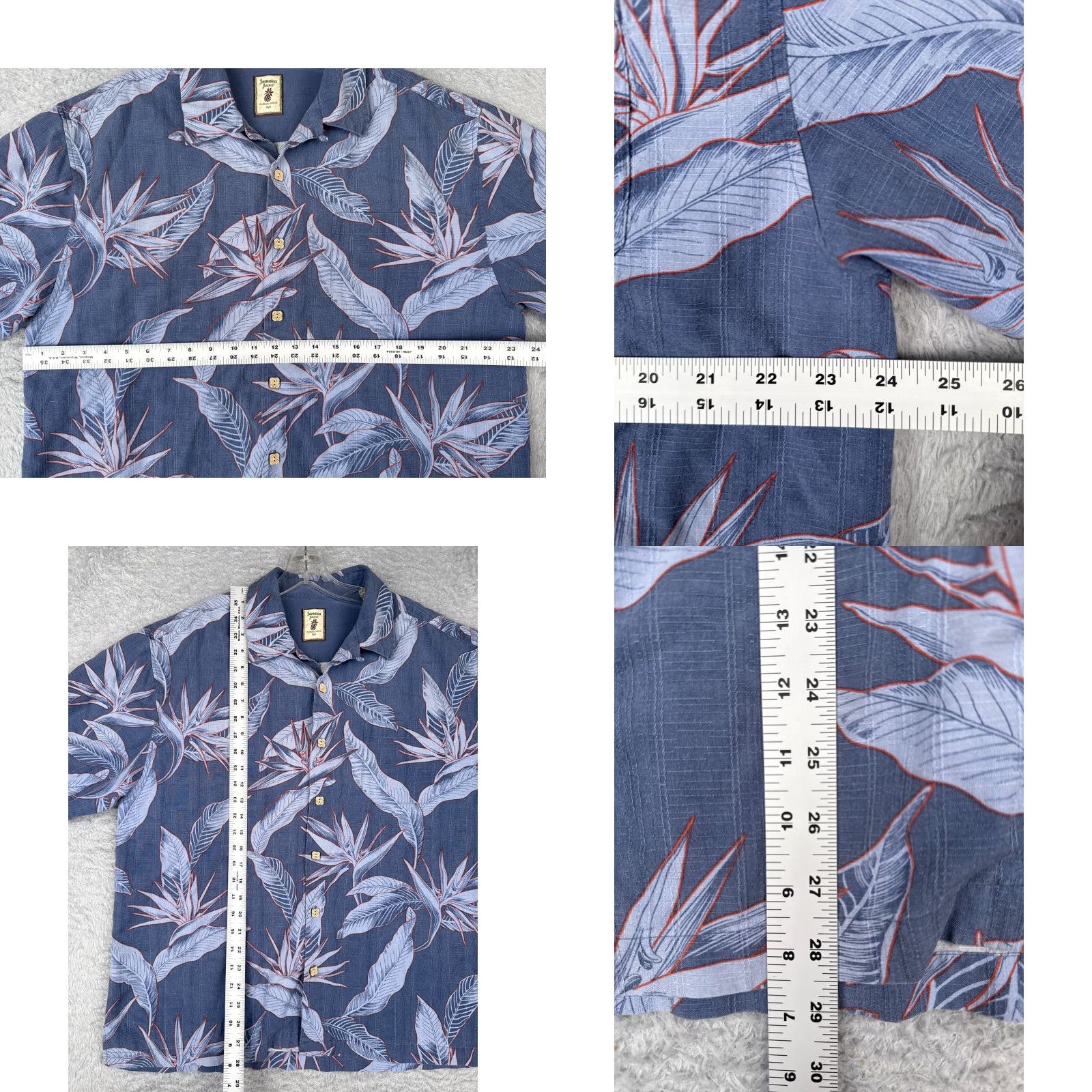 Paradise Jamaica Jaxx Shirt Men XL Blue Floral Silk Hawaiian Beach Designer Button-Up Short Sleeve Size US XL / EU 56 / 4 - 8 Thumbnail