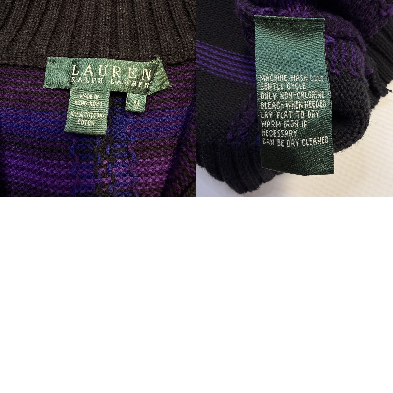Ralph Lauren VINTAGE Lauren Ralph Lauren Sweater Womens Medium Purple Plaid 90s Half Zip Mock Neck Zipper Pullover Size M / US 6-8 / IT 42-44 - 8 Thumbnail