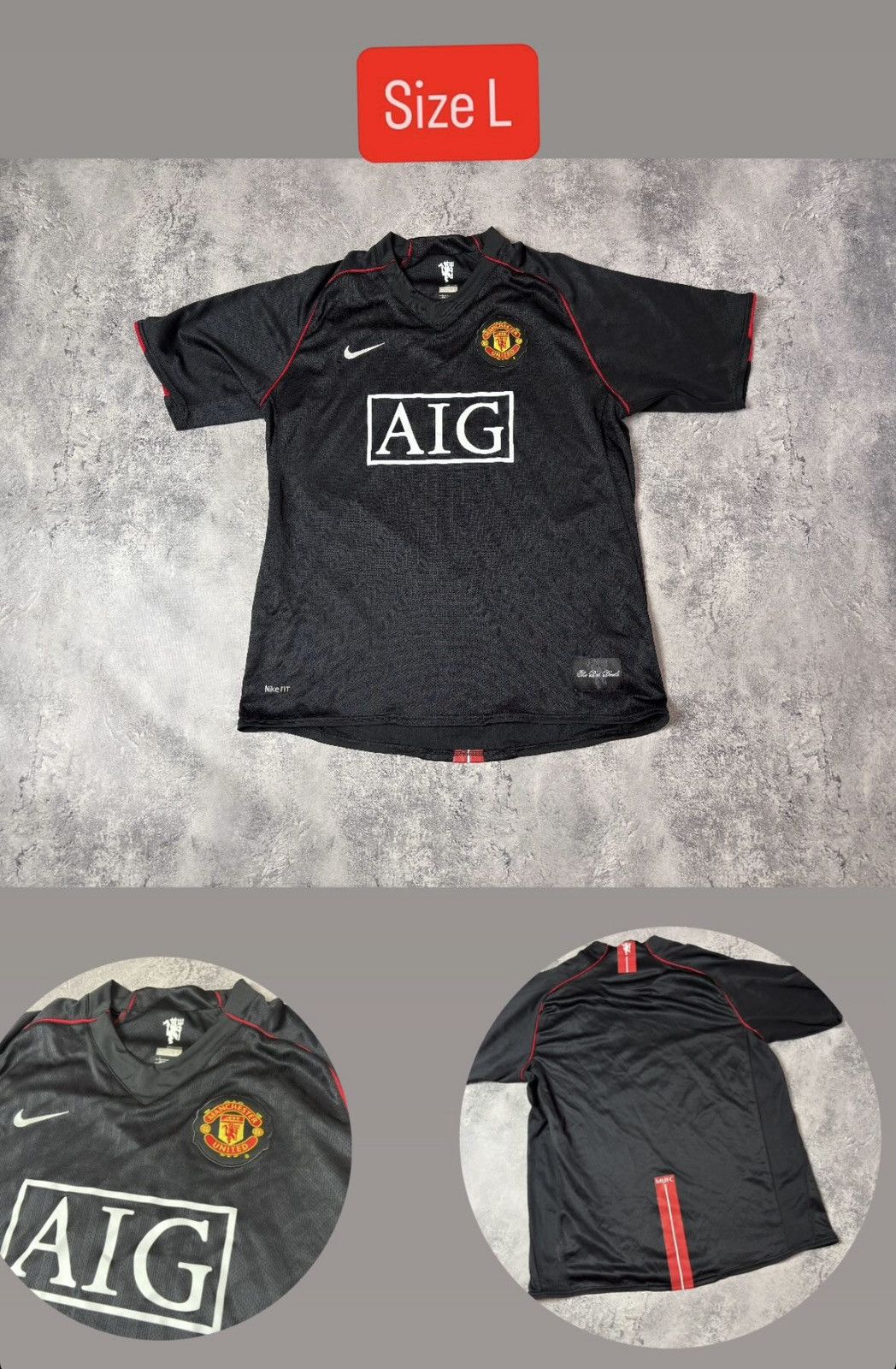 Nike Vintage nike Manchester United soccer jersey black size L Size US L / EU 52-54 / 3 - 1 Thumbnail