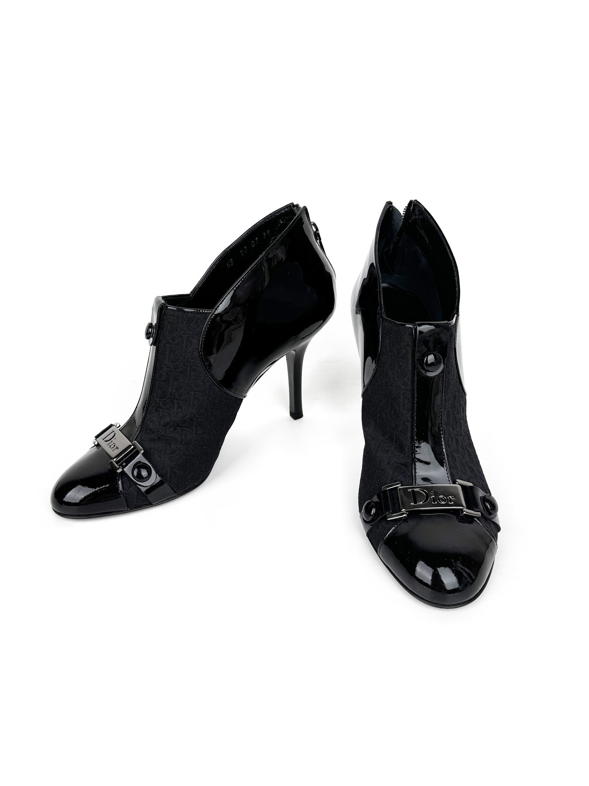 Dior Christian Dior Black Monogram Patent Leather Boots Heels Size US 8 / IT 38 - 7 Thumbnail