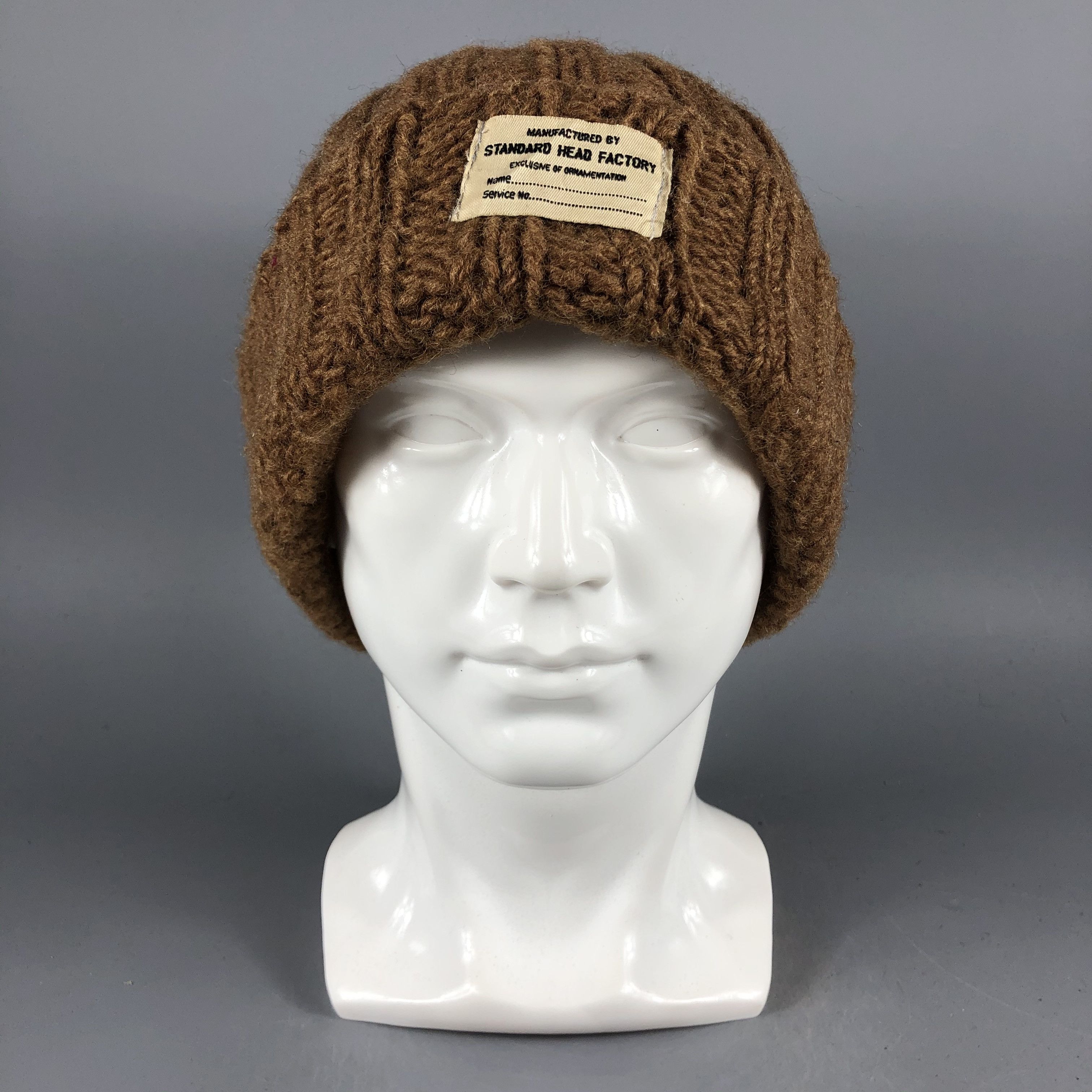image of Vintage Standard Head Factory Knit Beanie Snow Hat Snow Cap -D1031 in Brown, Men's