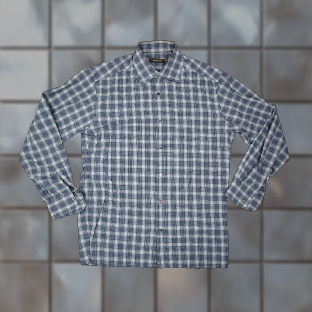 Ermenegildo Zegna Ermenegildo Zegna Shirt Mens Large Blue Long Sleeve Button Up Casual Work Travel Size US L / EU 52-54 / 3 - 1 Thumbnail