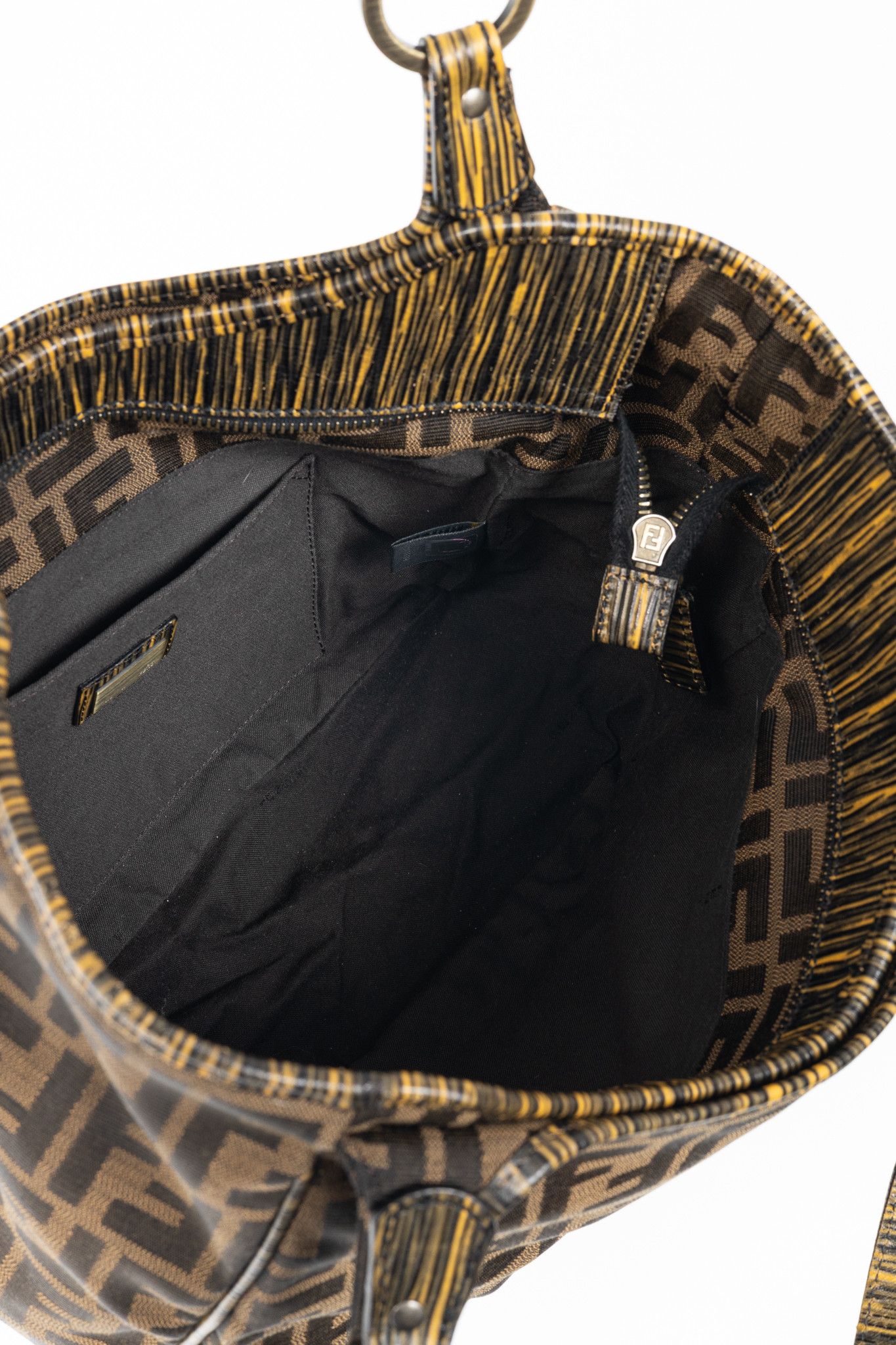 Fendi Fendi Chef Brown Zucca Canvas Leather-Trim Tote Size ONE SIZE - 11 Thumbnail
