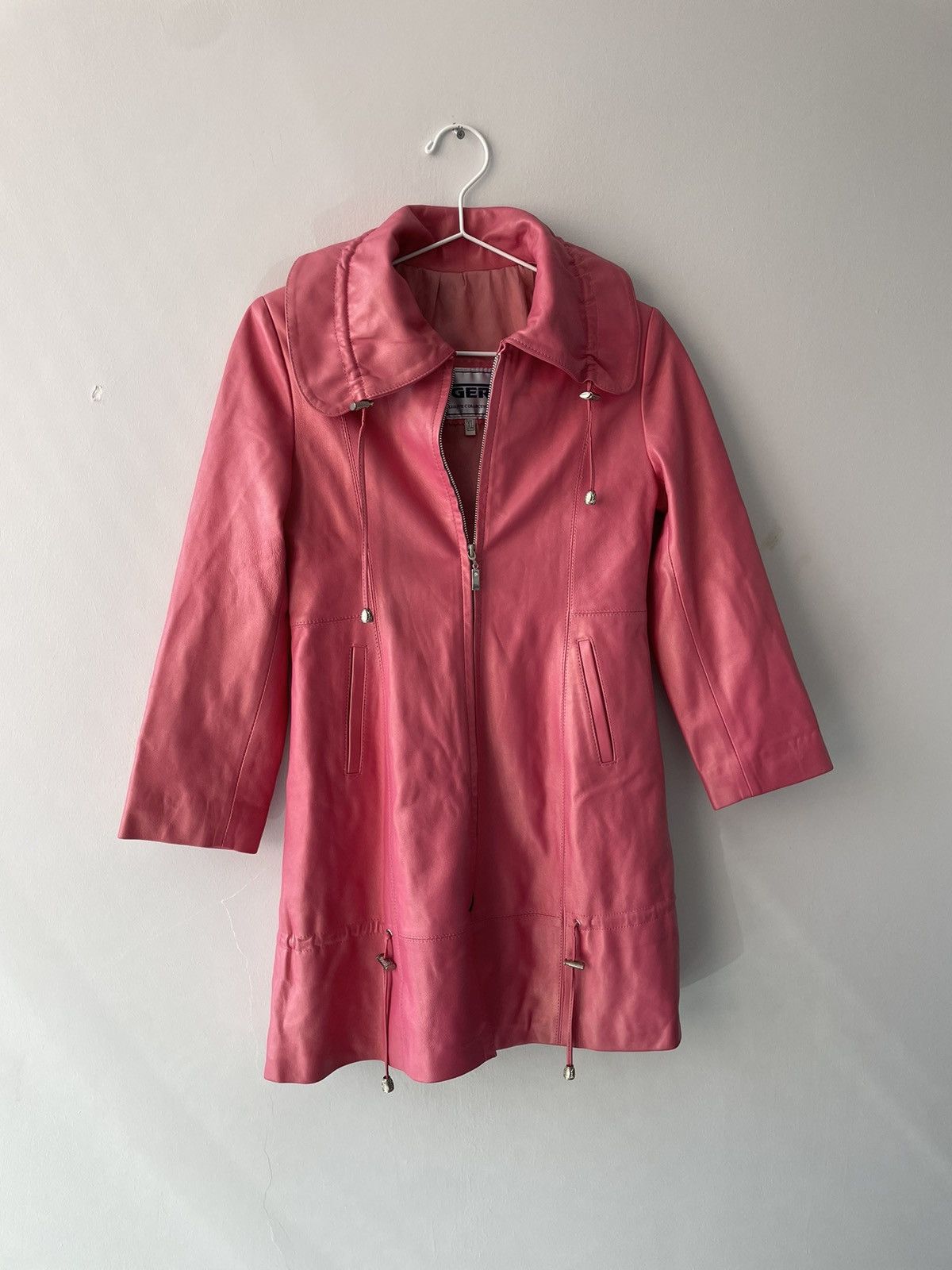 image of Vintage 90’S Leather Jacket in Pink, Women's (Size Large)