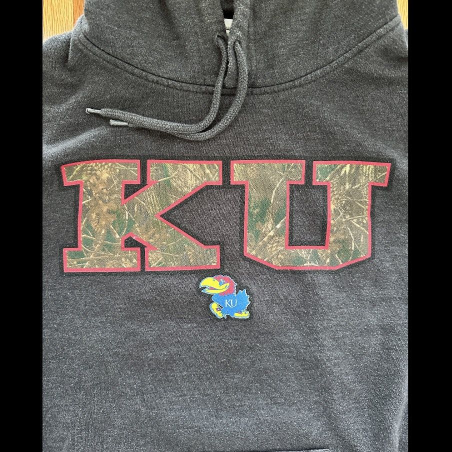Majestic KU KANSAS JAYHAWKS HOODED SWEATSHIRT HOODIE CAMO LOGO L Size US L / EU 52-54 / 3 - 2 Thumbnail