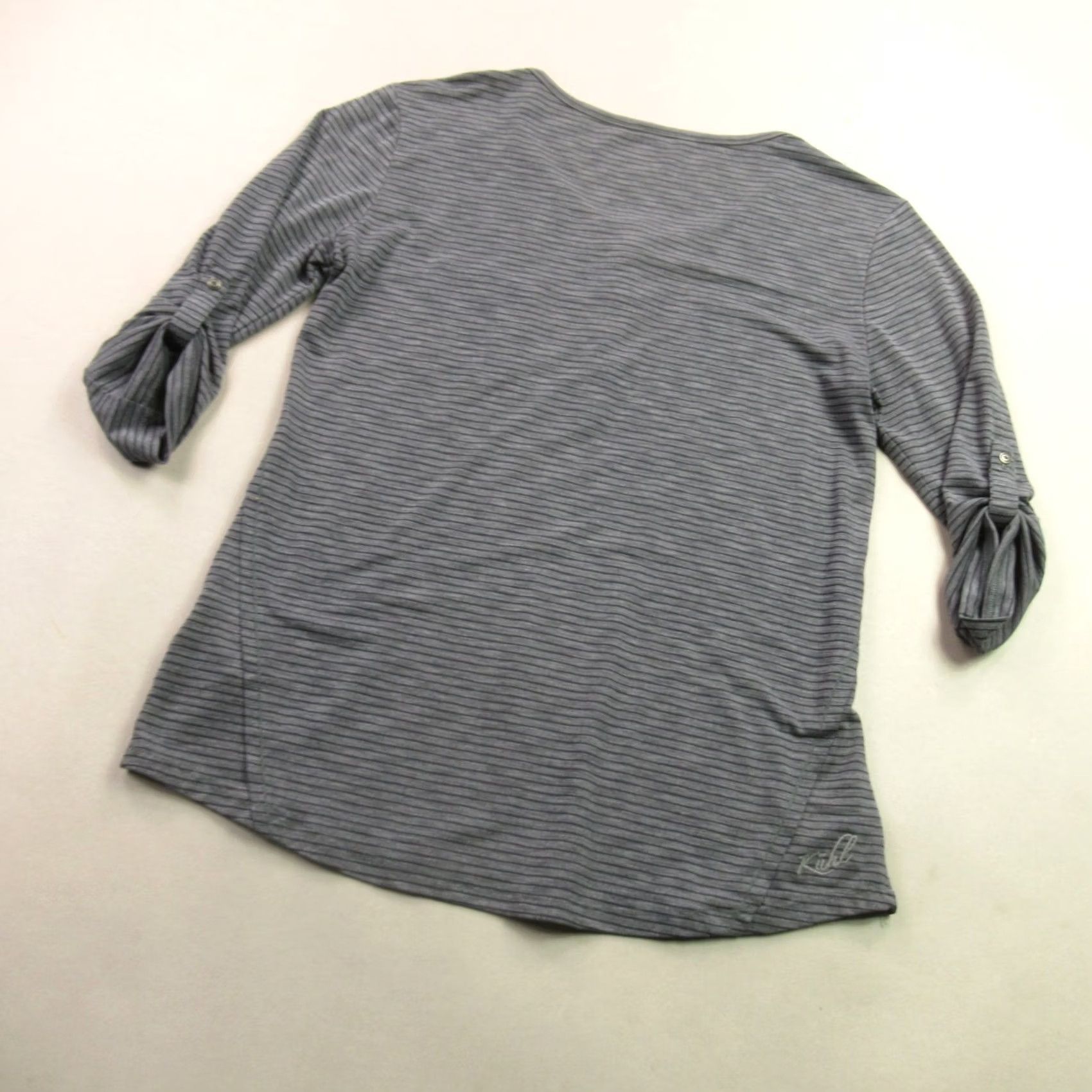 Vintage Kuhl Shirt Womens Medium 3/4 Sleeve Stripes Gray Outdoor Lightweight Crew Neck Shirt Size M / US 6-8 / IT 42-44 - 7 Thumbnail