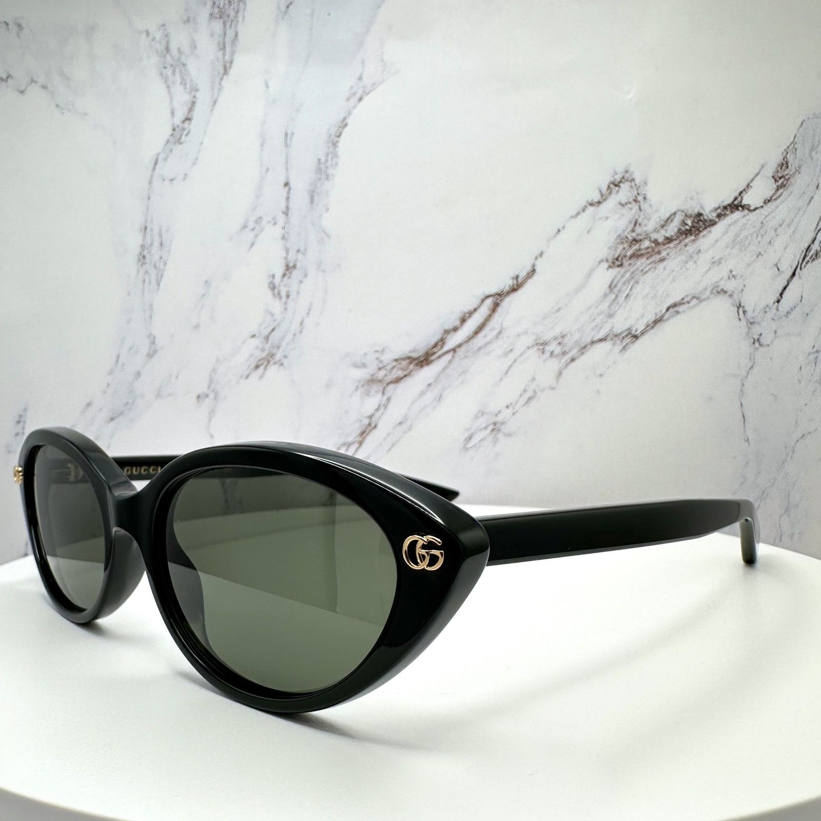 Gucci New GUCCI Sunglasses Black Cat Eye Gold Metal GG Logo Size ONE SIZE - 12 Thumbnail