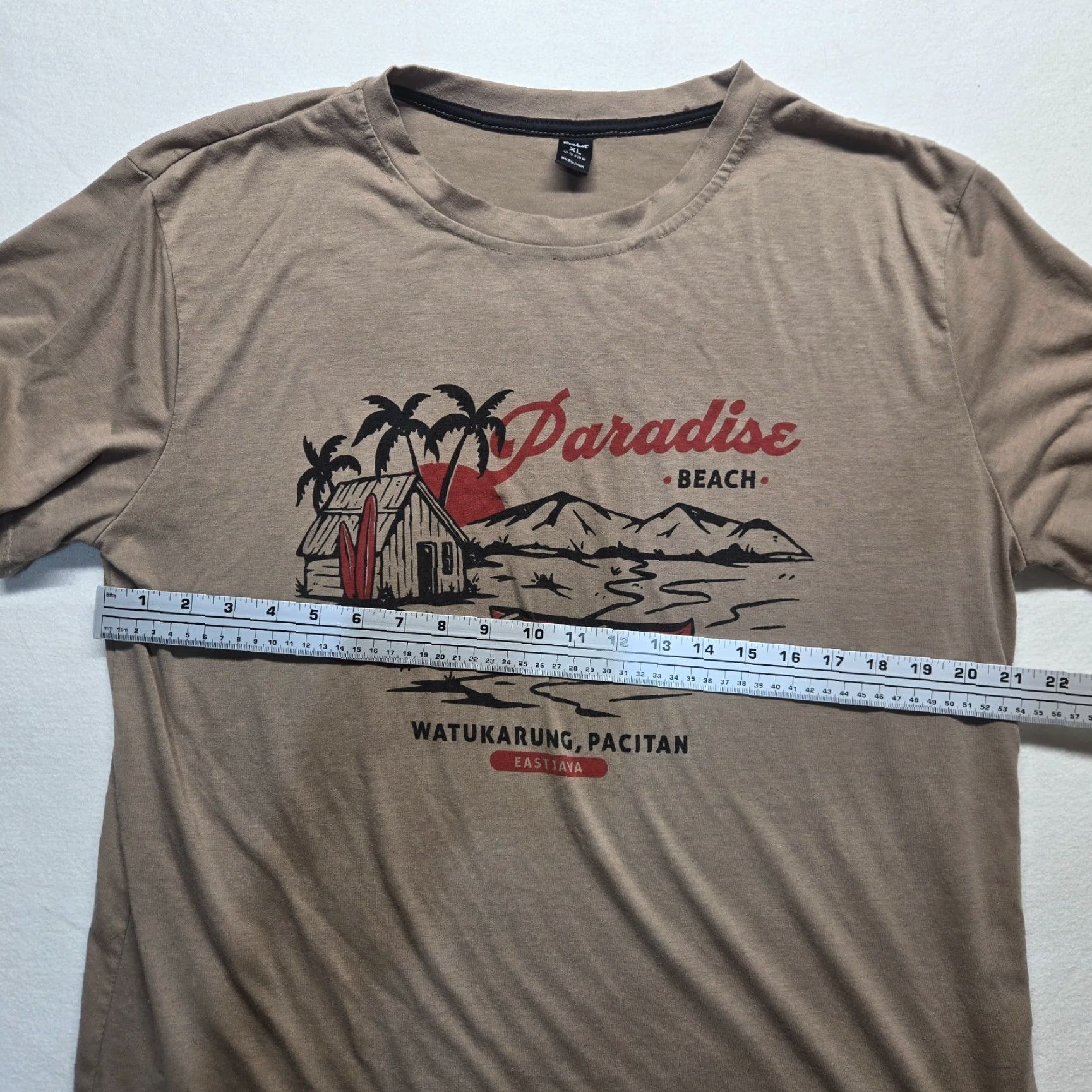 Vintage ROMWE Shirt Adult XL Brown Tee T-Shirt Unisex Travelers Paradise Beach Tropical Mobile: Watukarung Pacitan? Size US XL / EU 56 / 4 - 4 Thumbnail