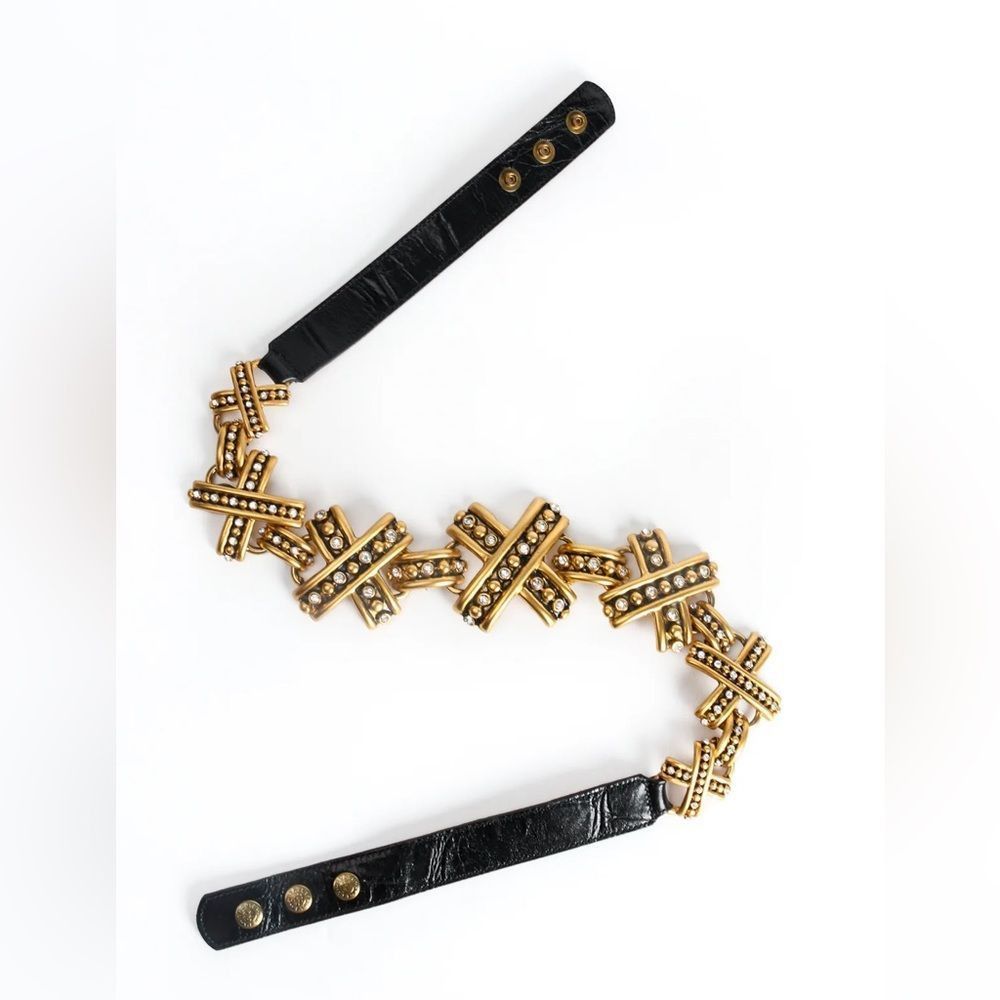 image of Vintage Streets Ahead Santa Monica 338001 Leather & Gold Tone Belt, Women's