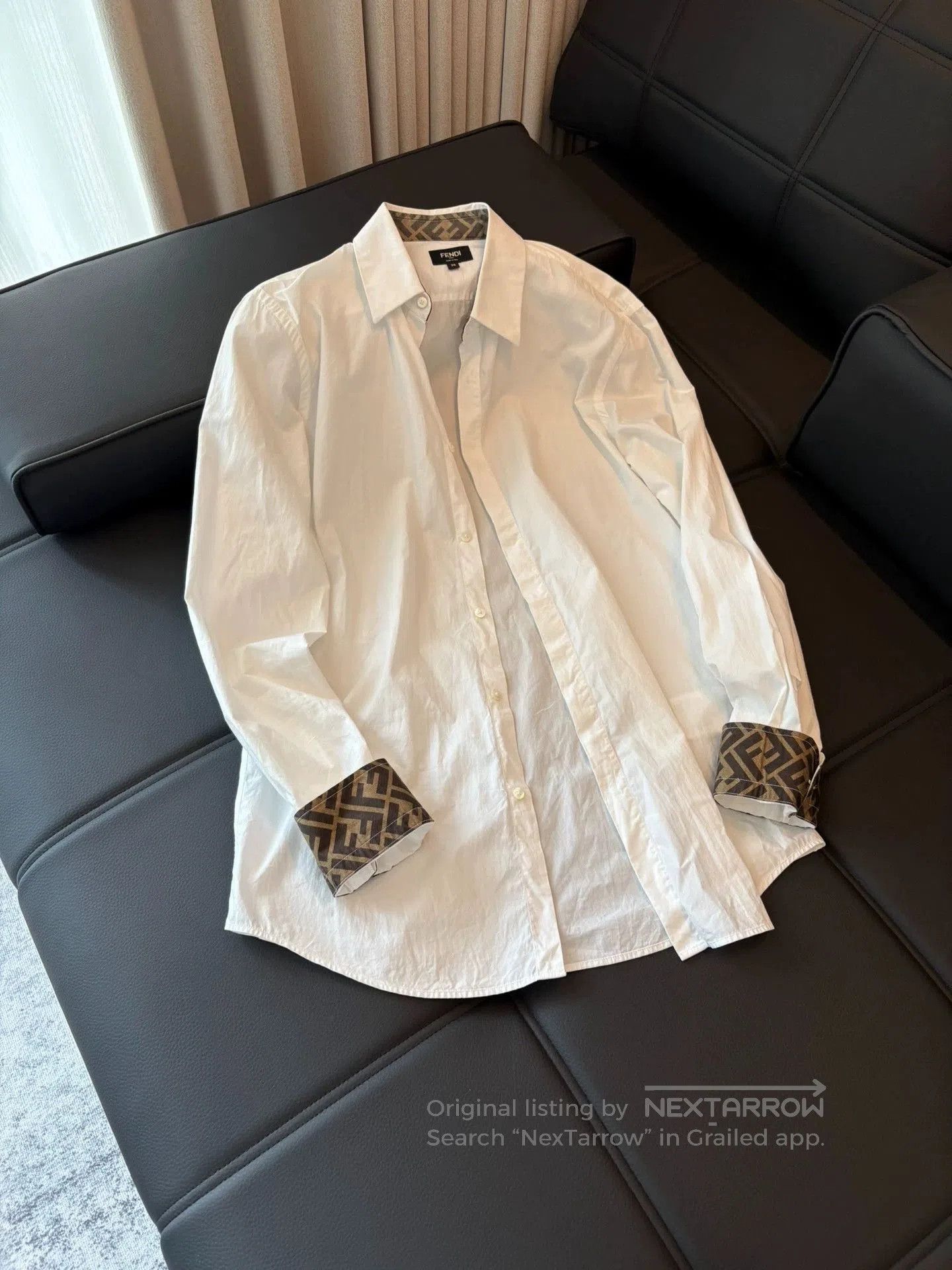 Fendi fendi white shirt with patterned cuffs. Size US S / EU 44-46 / 1 - 1 Thumbnail
