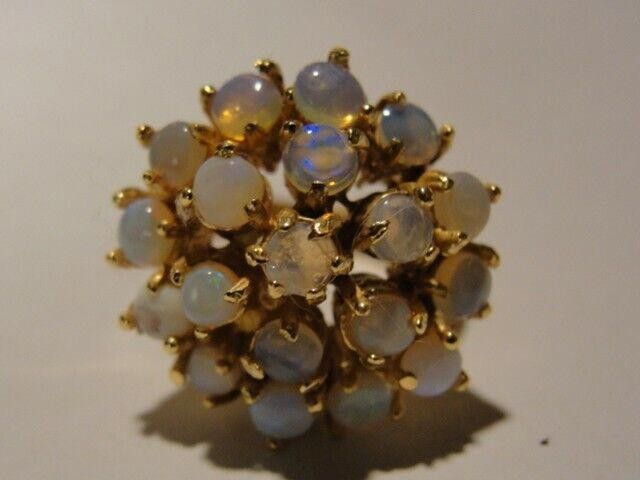 Handmade Cluster Sterling 18kt Gold Vermeil Cocktail Ring Cabochons Size ONE SIZE - 1 Thumbnail