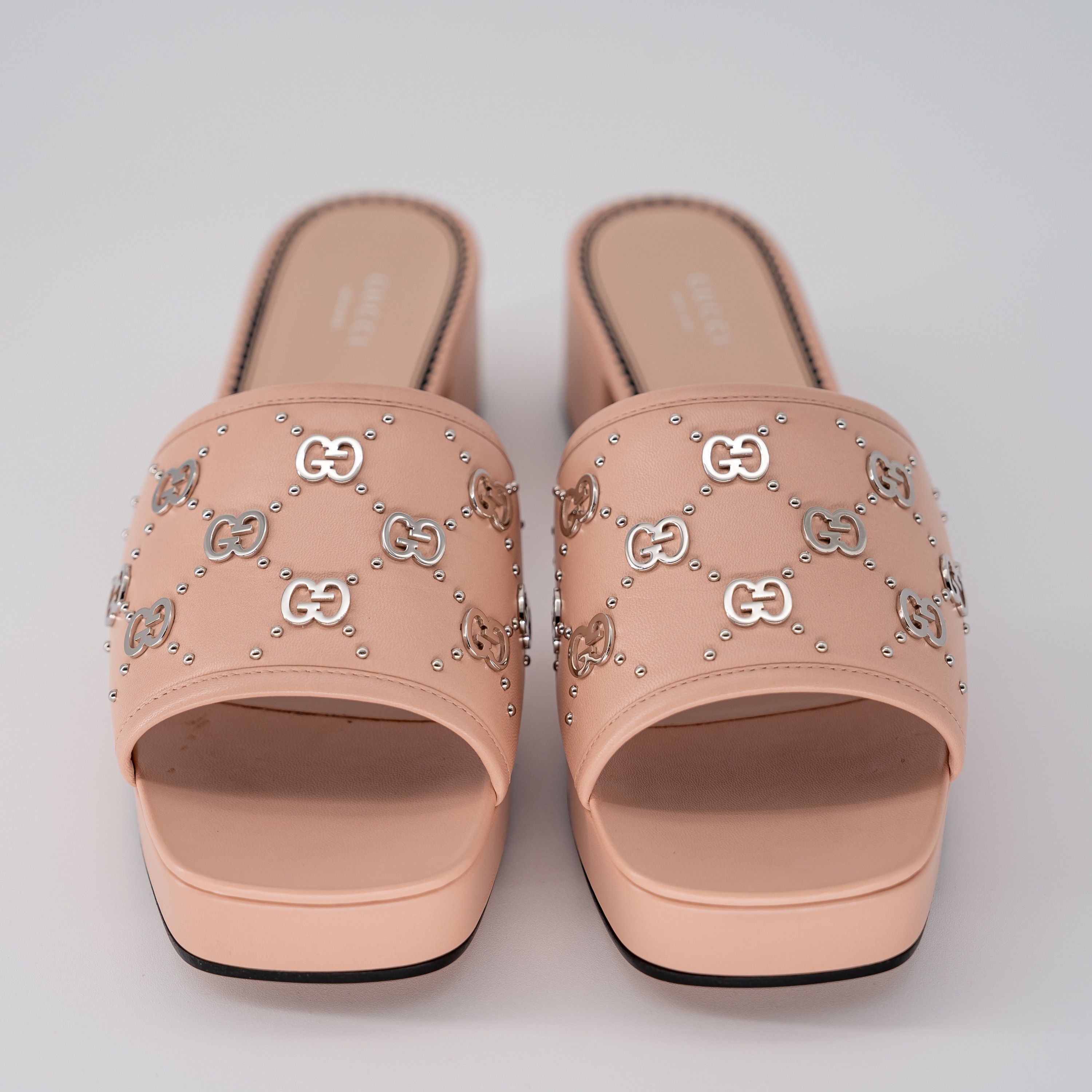 Gucci 41G - Gucci Heels Studded Interlocking GG Pink Sandals Size US 11 / IT 41 - 3 Thumbnail