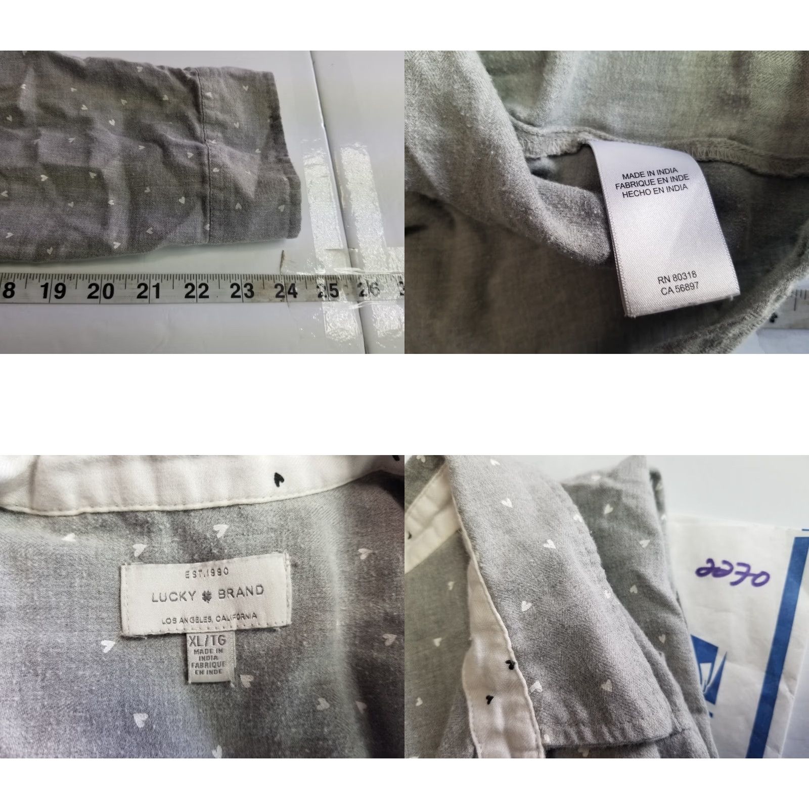 Lucky Brand Lucky Brand Women Button-Up Shirt XL Gray Oversized Long Sleeve Casual Size XL / US 12-14 / IT 48-50 - 8 Thumbnail