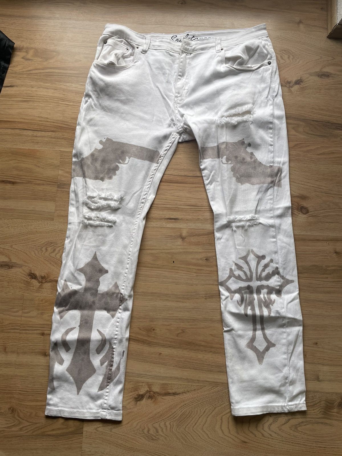 Japanese Brand "GOD IS A WEAPON" Custom Jeans byjeshal Size US 34 / EU 50 - 1 Thumbnail