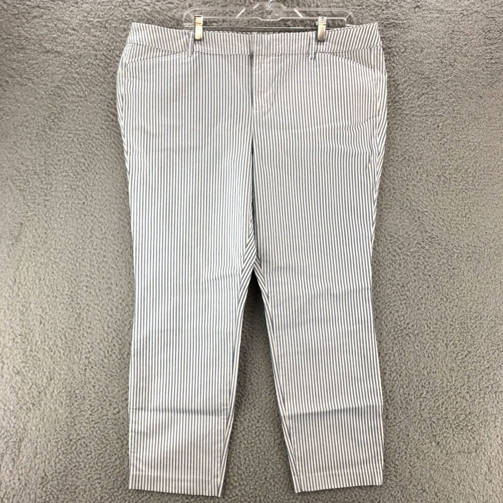 Old Navy Old Navy Pixie Ankle Skinny Pants Womens 41x26.5 Blue Striped High Rise Zip Fly Size 27" / US 4 / IT 40 - 2 Thumbnail