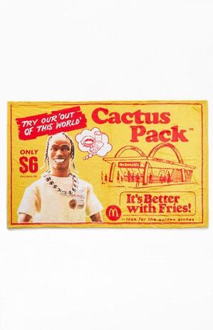 image of Travis Scott X Mcdonalds Cactus Pack Vintage Blanket New in Yellow, Men's
