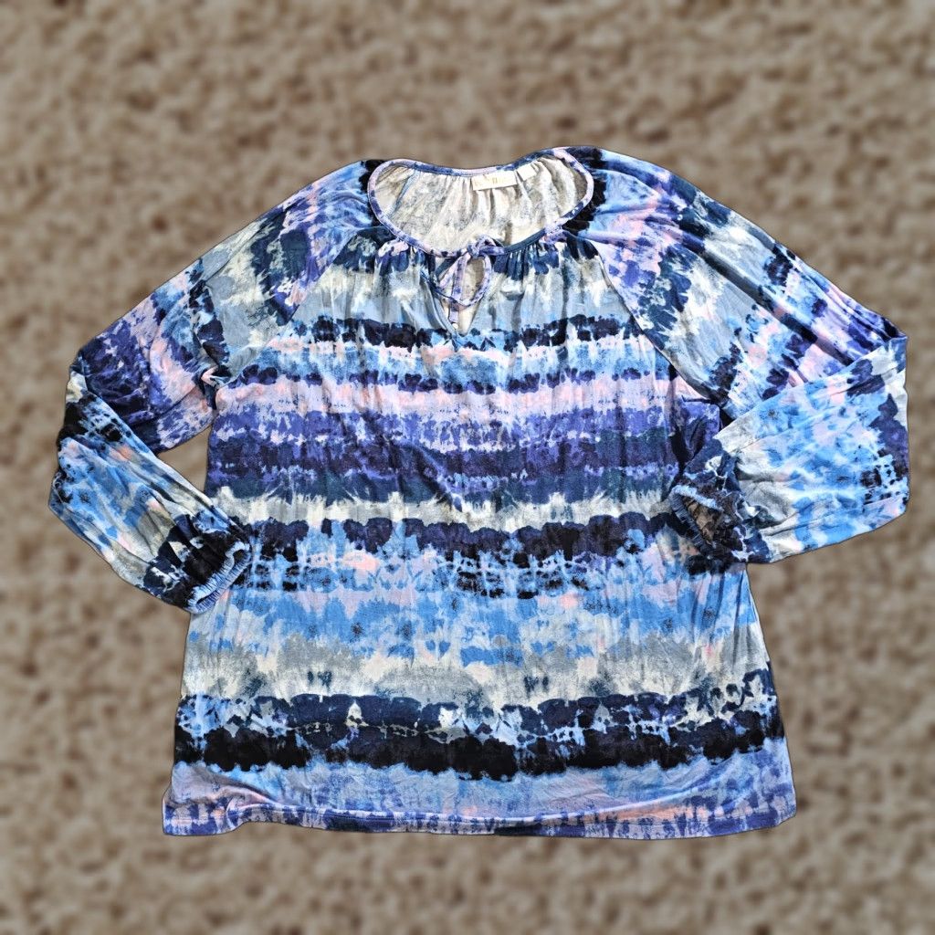 Vintage Belle Kim Gravel Top Women XL Blue Purple Striped Round Neck 3/4 Sleeve Casual ShirtWomen XL Purple Striped Round Neck 3/4 Sleeve Belle Kim Gravel Top Size XL / US 12-14 / IT 48-50 - 1 Thumbnail