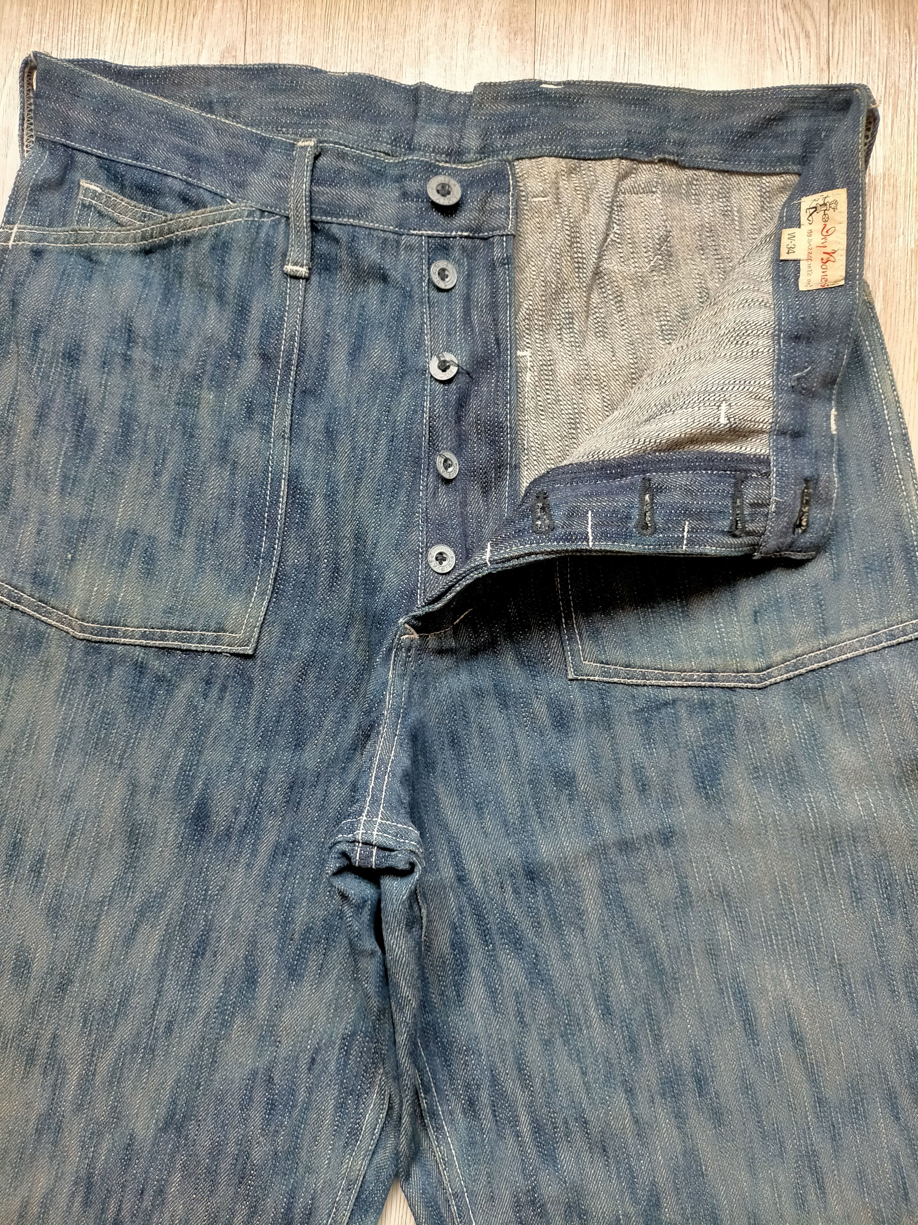 Dry Bones 🔥Rare Vtg Dry Bones 1930s-40s Buckle back Wide Leg Jeans Size US 33 - 6 Thumbnail